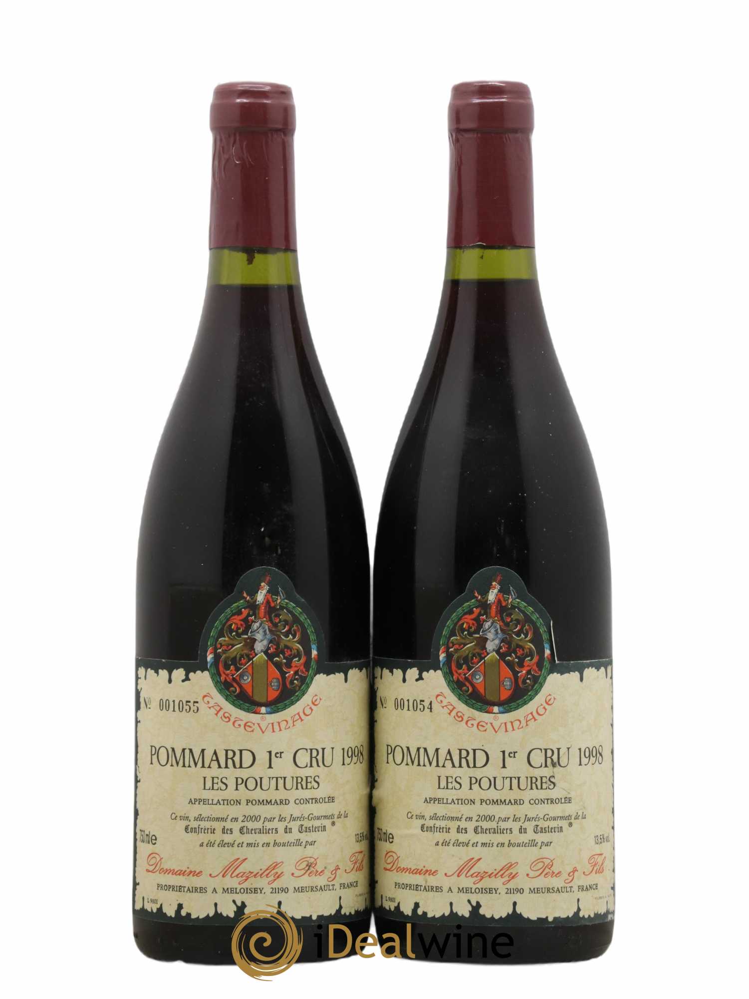 Pommard 1er Cru Les Poutures Domaine Mazilly Tastevinage 1998 - Lot de 2 bouteilles - 0