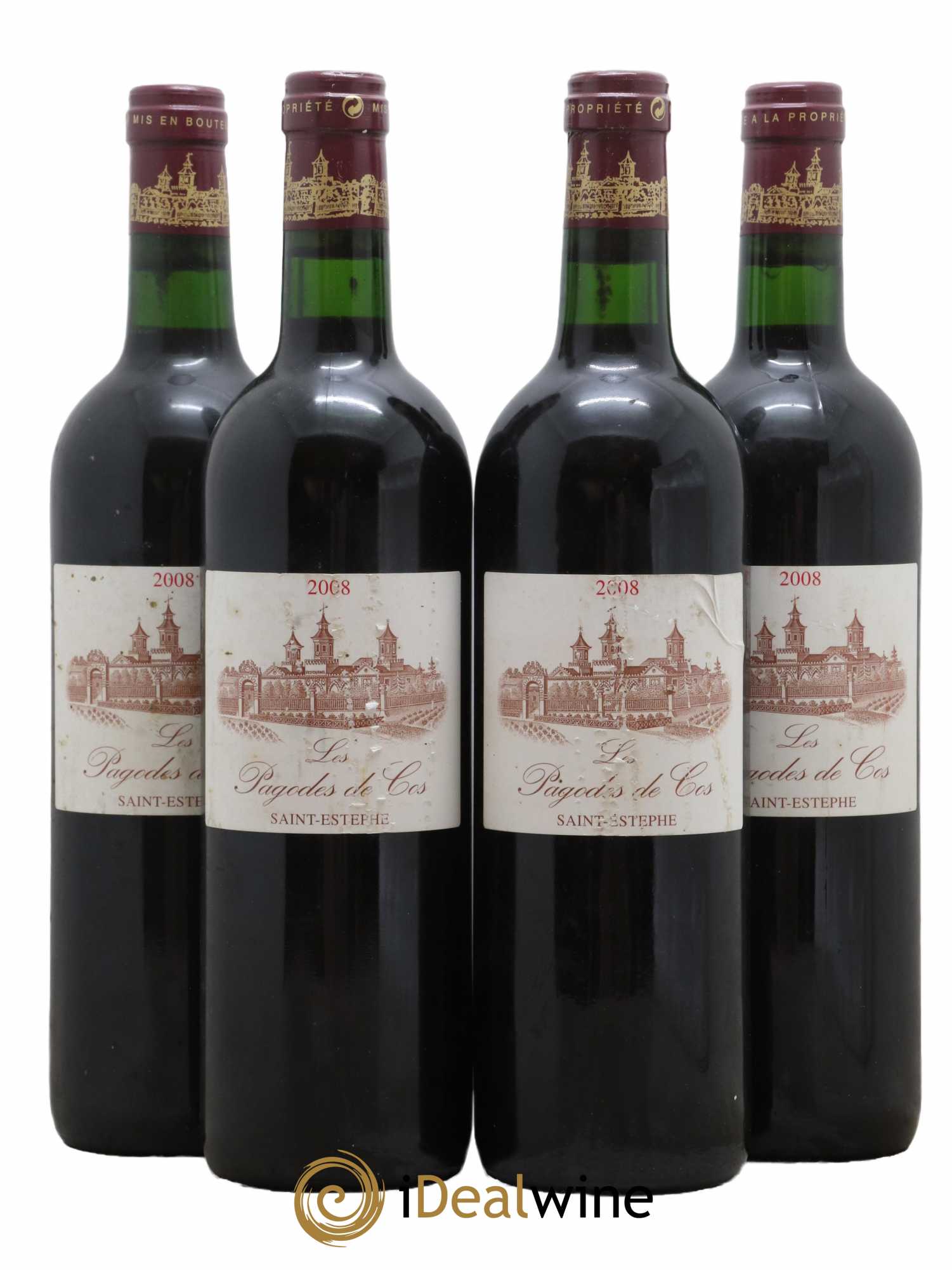Les Pagodes de Cos Second Vin 2008 - Posten von 4 Flaschen - 0