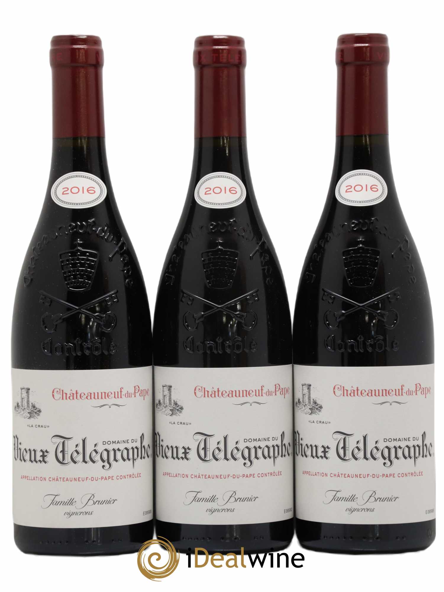 Châteauneuf-du-Pape Vieux Télégraphe (Domaine du) Vignobles Brunier 2016 - Lot de 3 bouteilles - 0