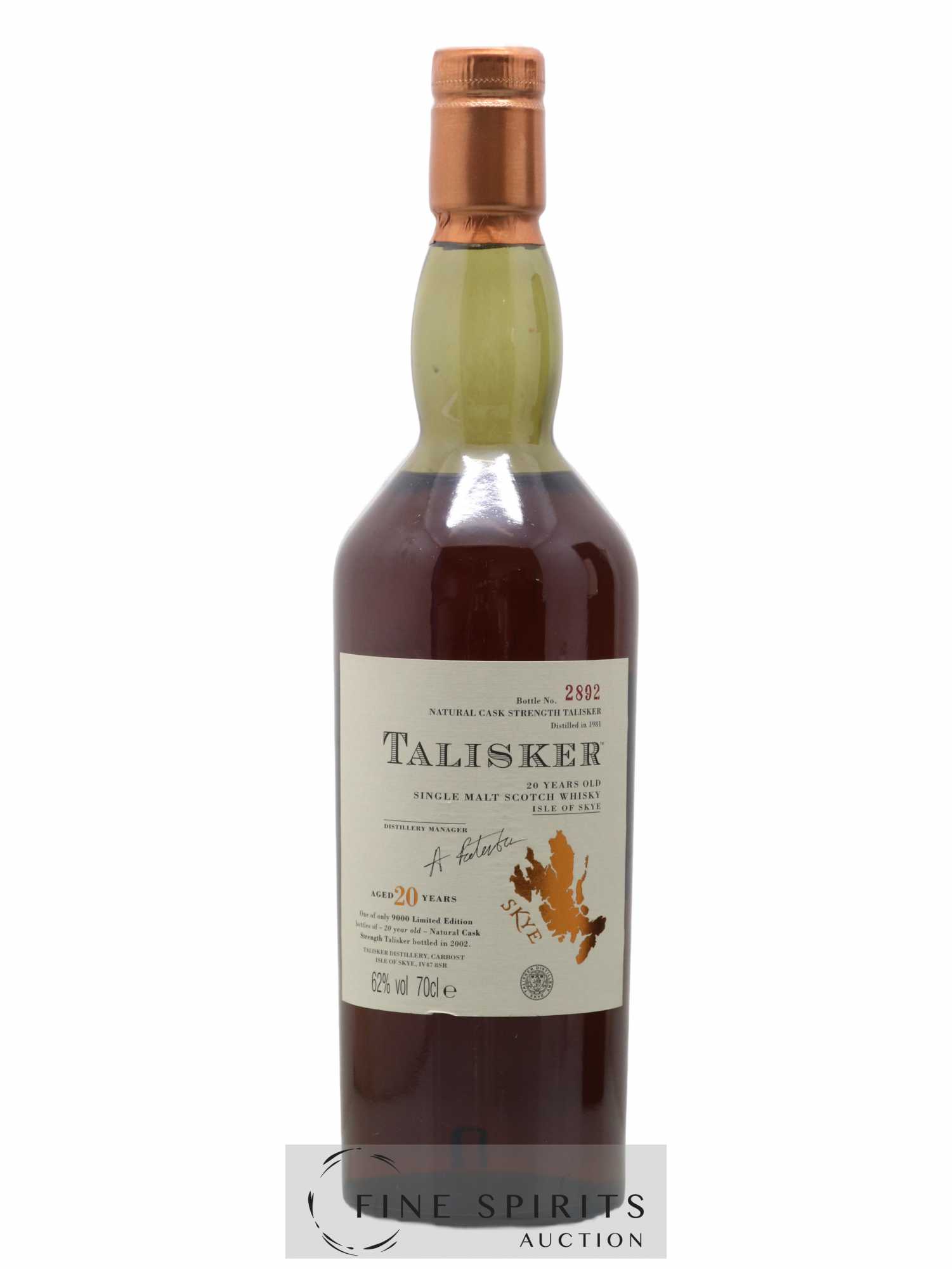 Talisker 20 years 1981 Of. Natural Cask Strength - One of 9000 - bottled 2002 Limited Edition - Lot of 1 bottle - 1