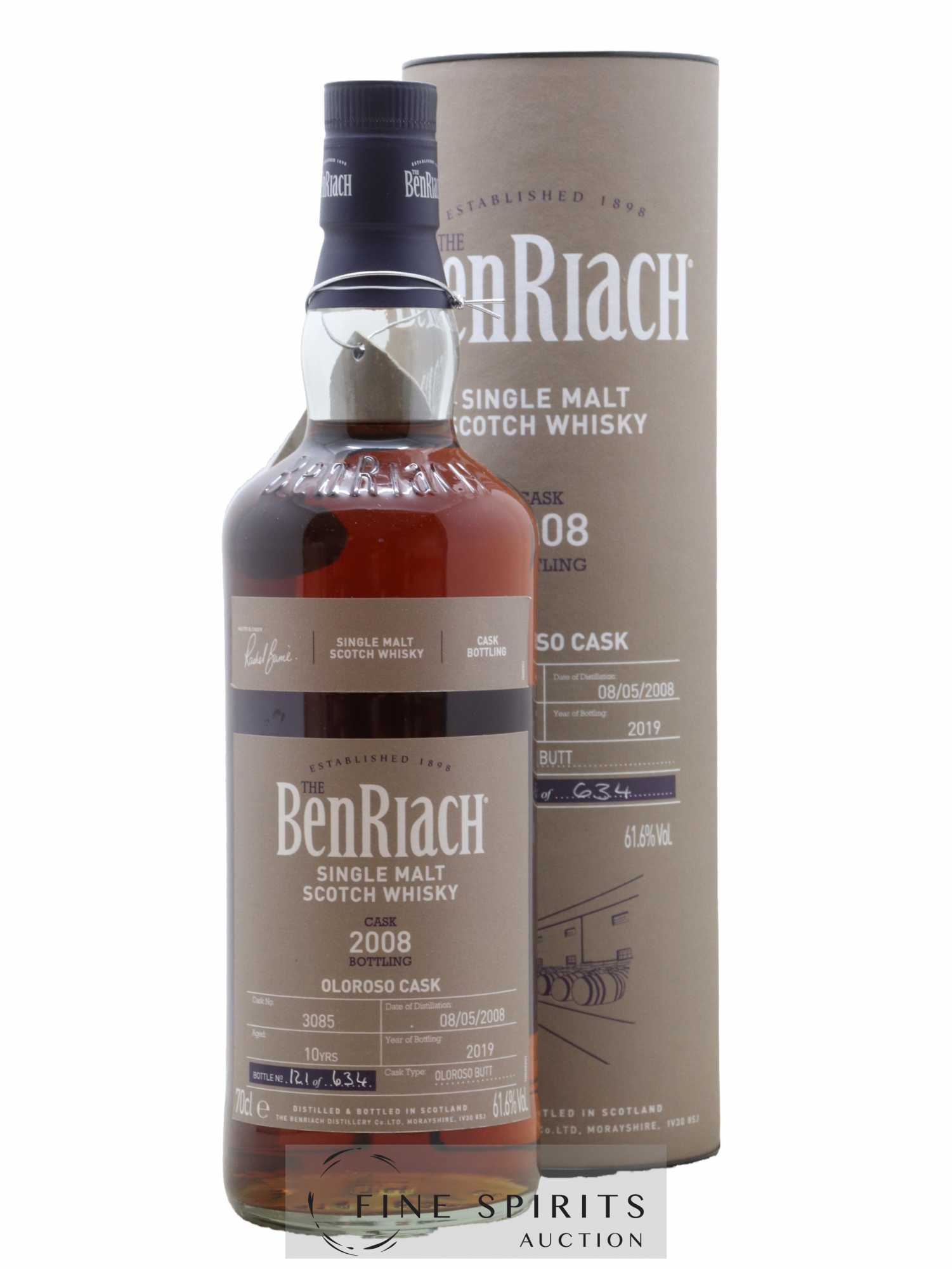 Benriach 10 years 2008 Of. Oloroso Cask n°3085 - One of 634 - bottled 2019 - Lot de 1 bouteille - 0