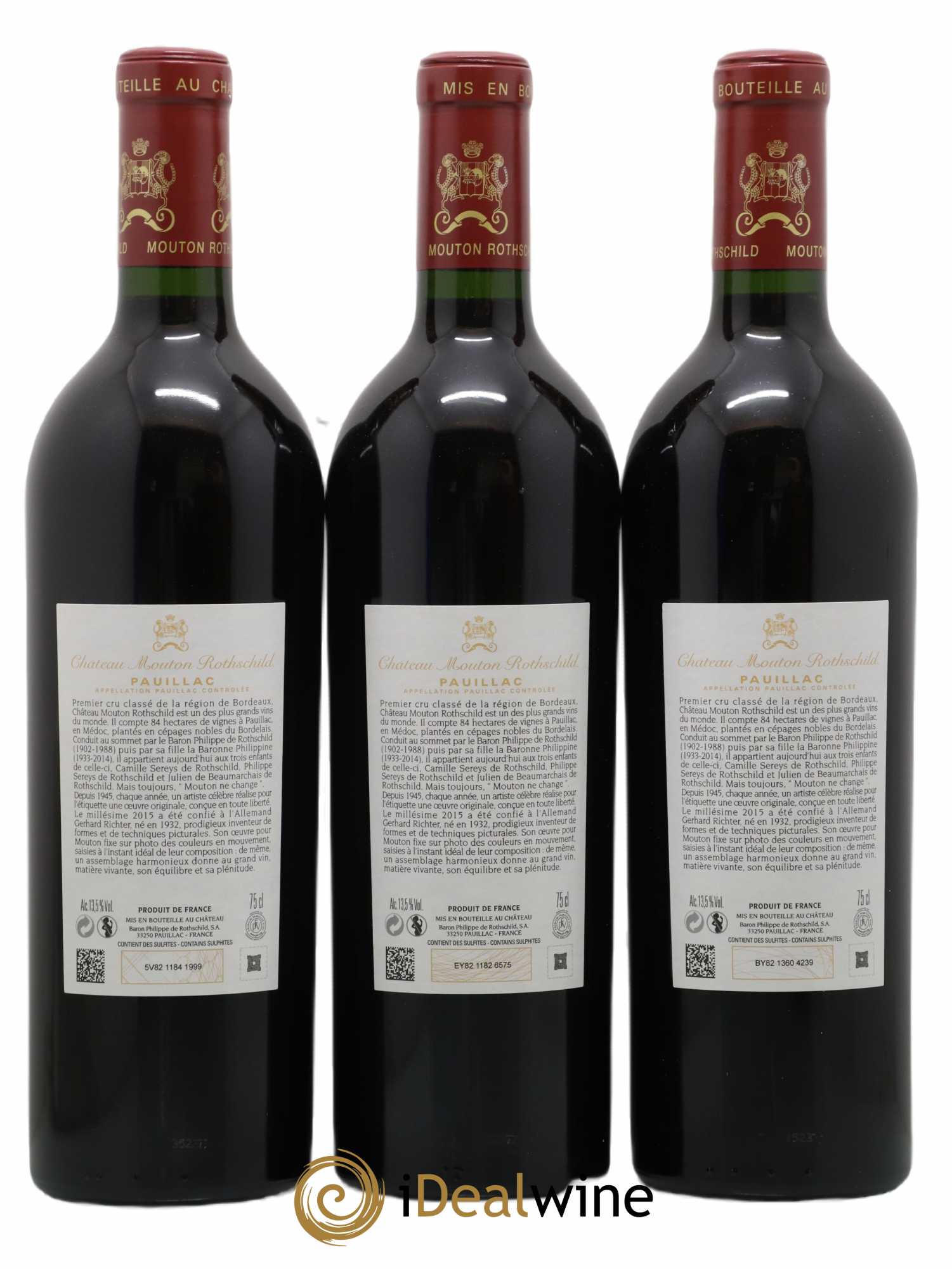 Château Mouton Rothschild 1er Grand Cru Classé 2015 - Lot de 3 bouteilles - 1