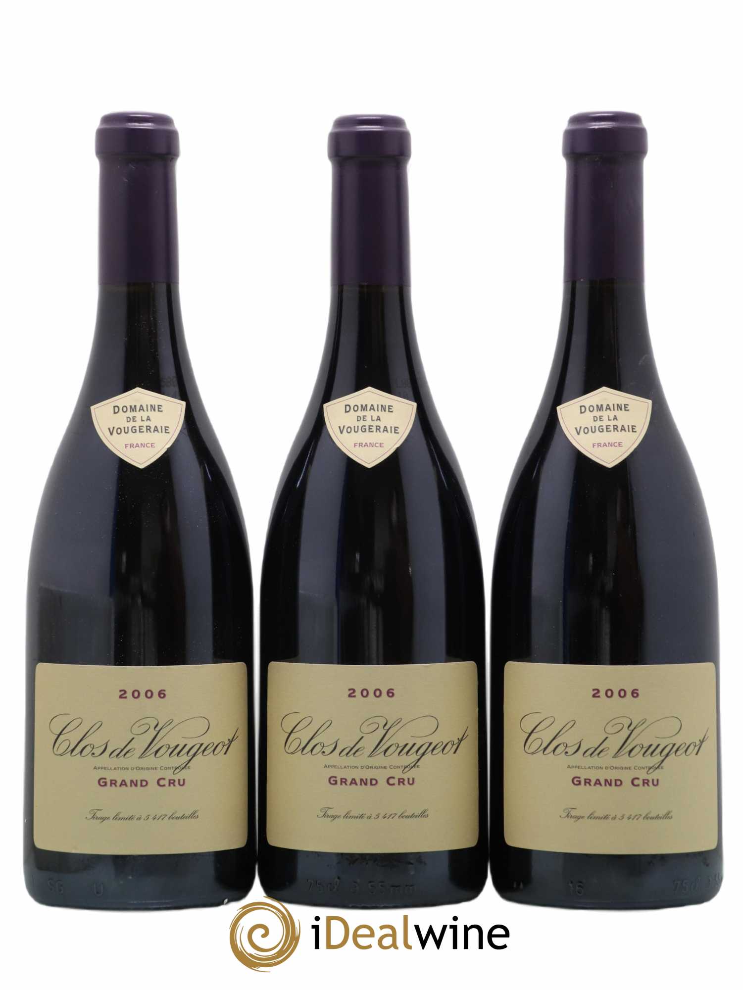 Clos de Vougeot Grand Cru La Vougeraie 2006 - Lot de 3 bouteilles - 0