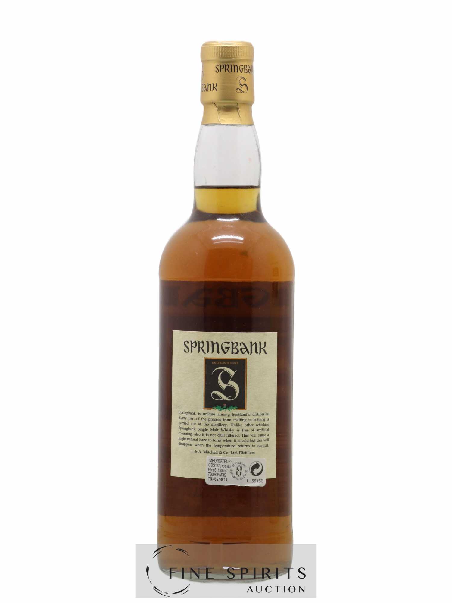 Springbank 15 years Of. Parchment Label - Lot of 1 bottle - 2