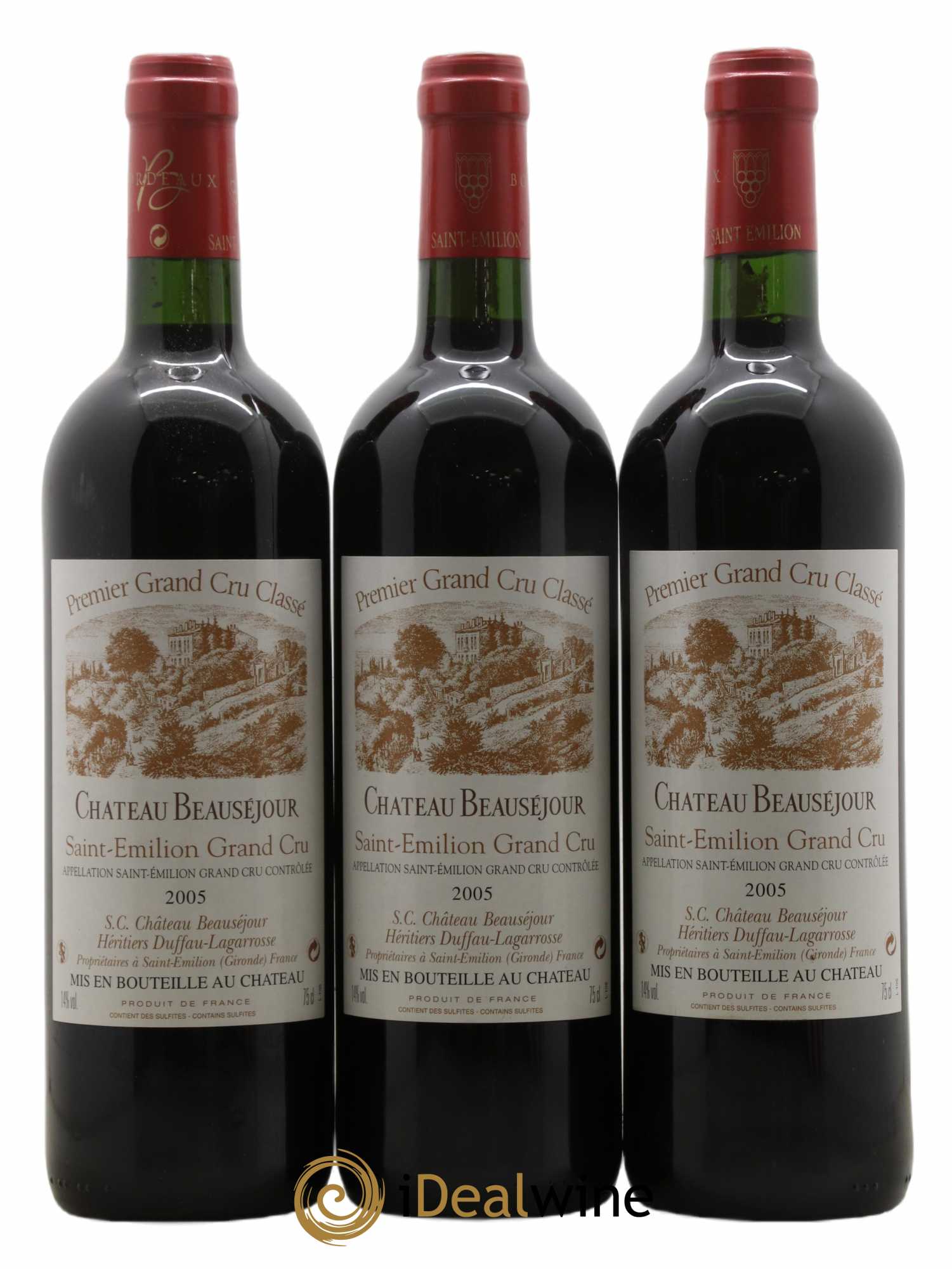 Château Beauséjour (Duffau-Lagarrosse) 1er Grand Cru Classé B 2005 - Lot de 3 bouteilles - 0