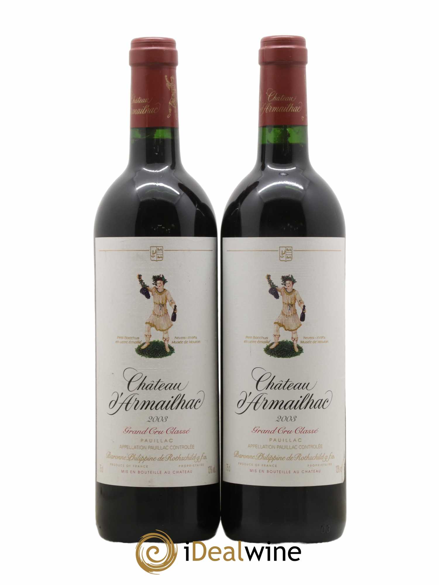 Château d' Armailhac - Mouton Baron(ne) Philippe 5ème Grand Cru Classé 2003 - Lot de 2 bouteilles - 0