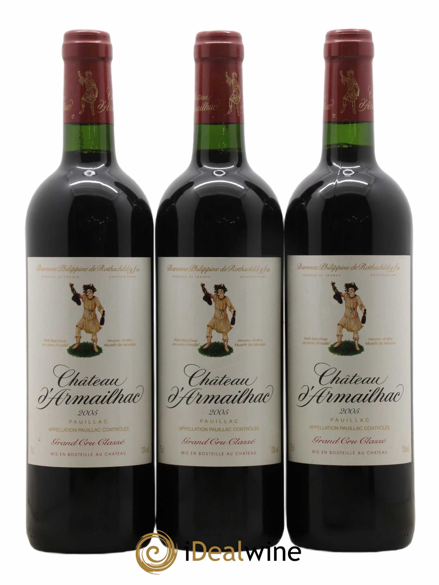 Château d' Armailhac - Mouton Baron(ne) Philippe 5ème Grand Cru Classé 2005 - Lot de 3 bouteilles - 0