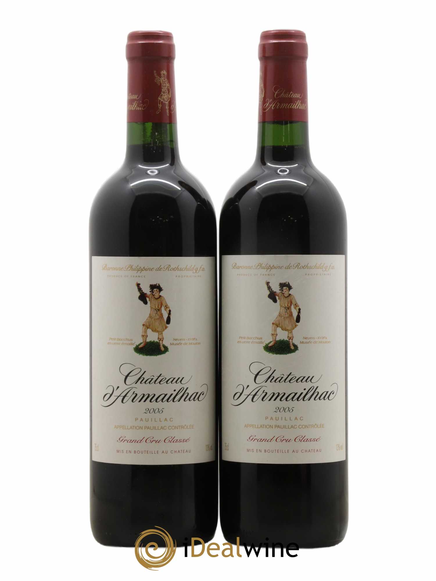 Château d' Armailhac - Mouton Baron(ne) Philippe 5ème Grand Cru Classé 2005 - Lot de 2 bouteilles - 0