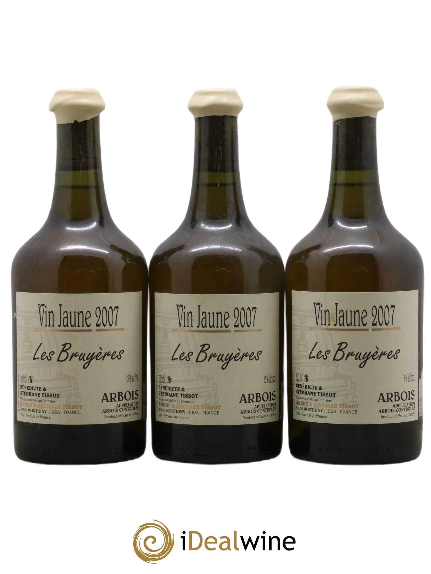 Arbois Vin Jaune Les Bruyères Bénédicte et Stéphane Tissot 2007 - Lot de 3 bouteilles - 0