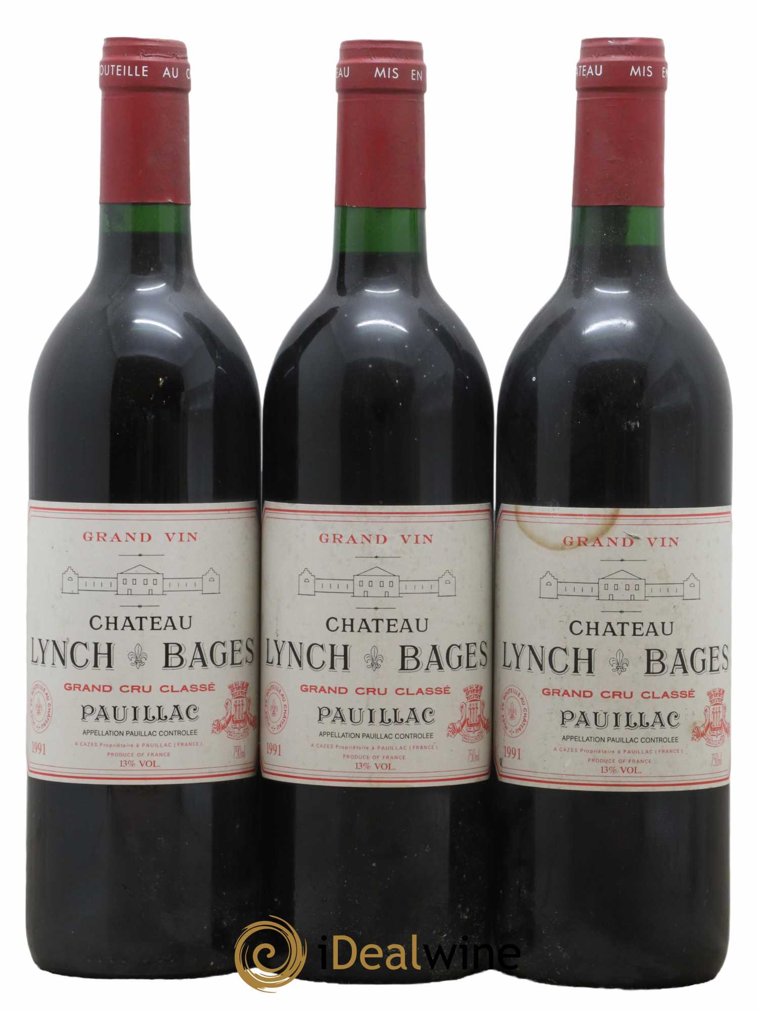Château Lynch Bages 5ème Grand Cru Classé 1991 - Lot de 3 bouteilles - 0