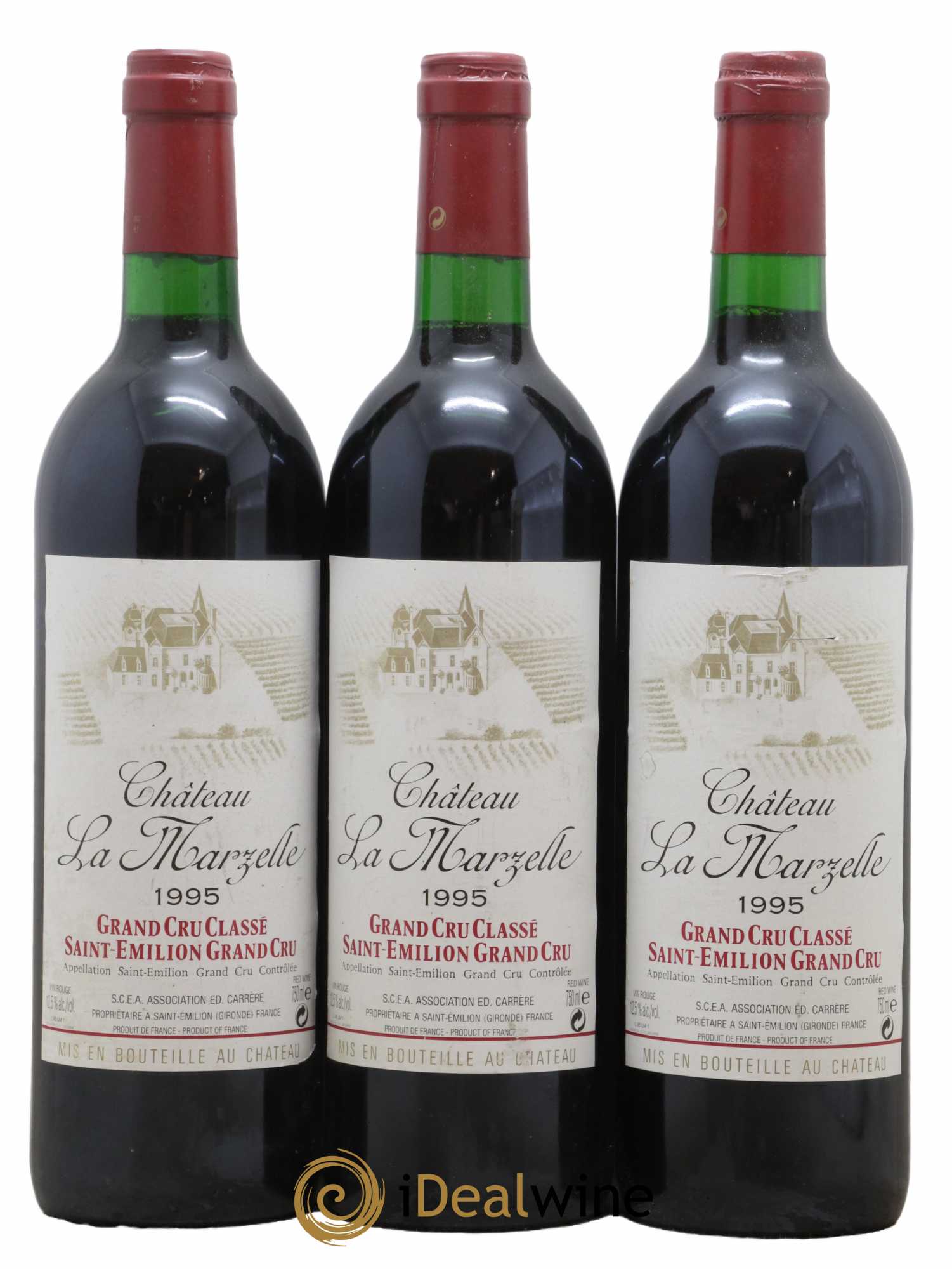 Château La Marzelle Grand Cru Classé 1995 - Lot de 3 bouteilles - 0