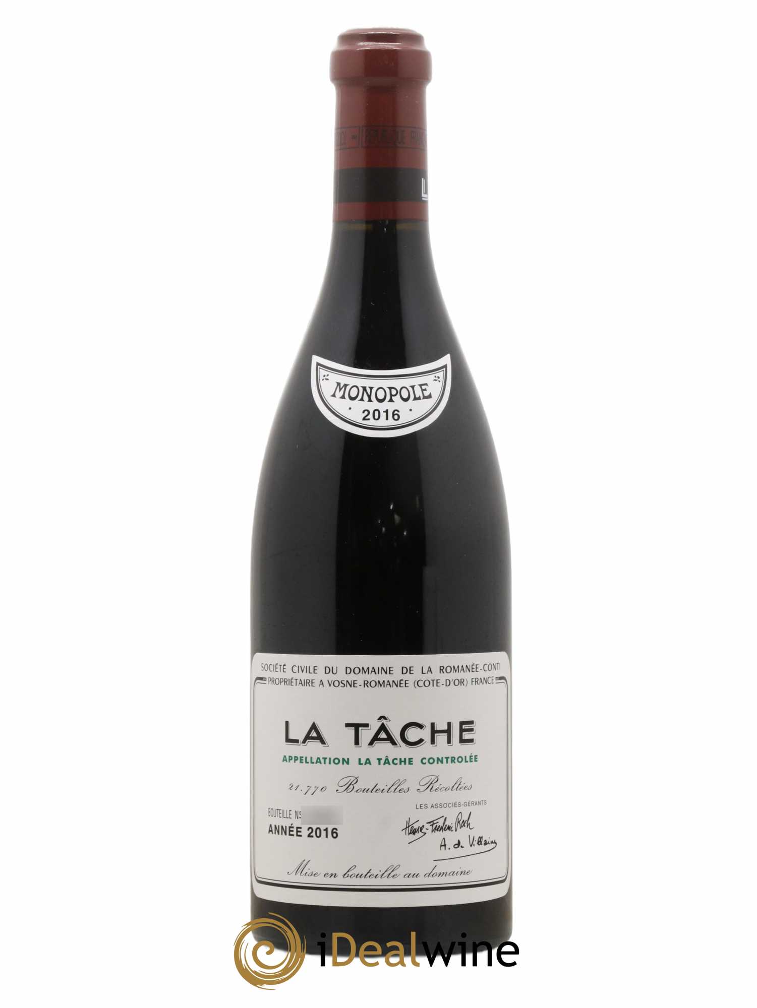 La Tâche Grand Cru Domaine de la Romanée-Conti 2016 - Lot de 1 bouteille - 0
