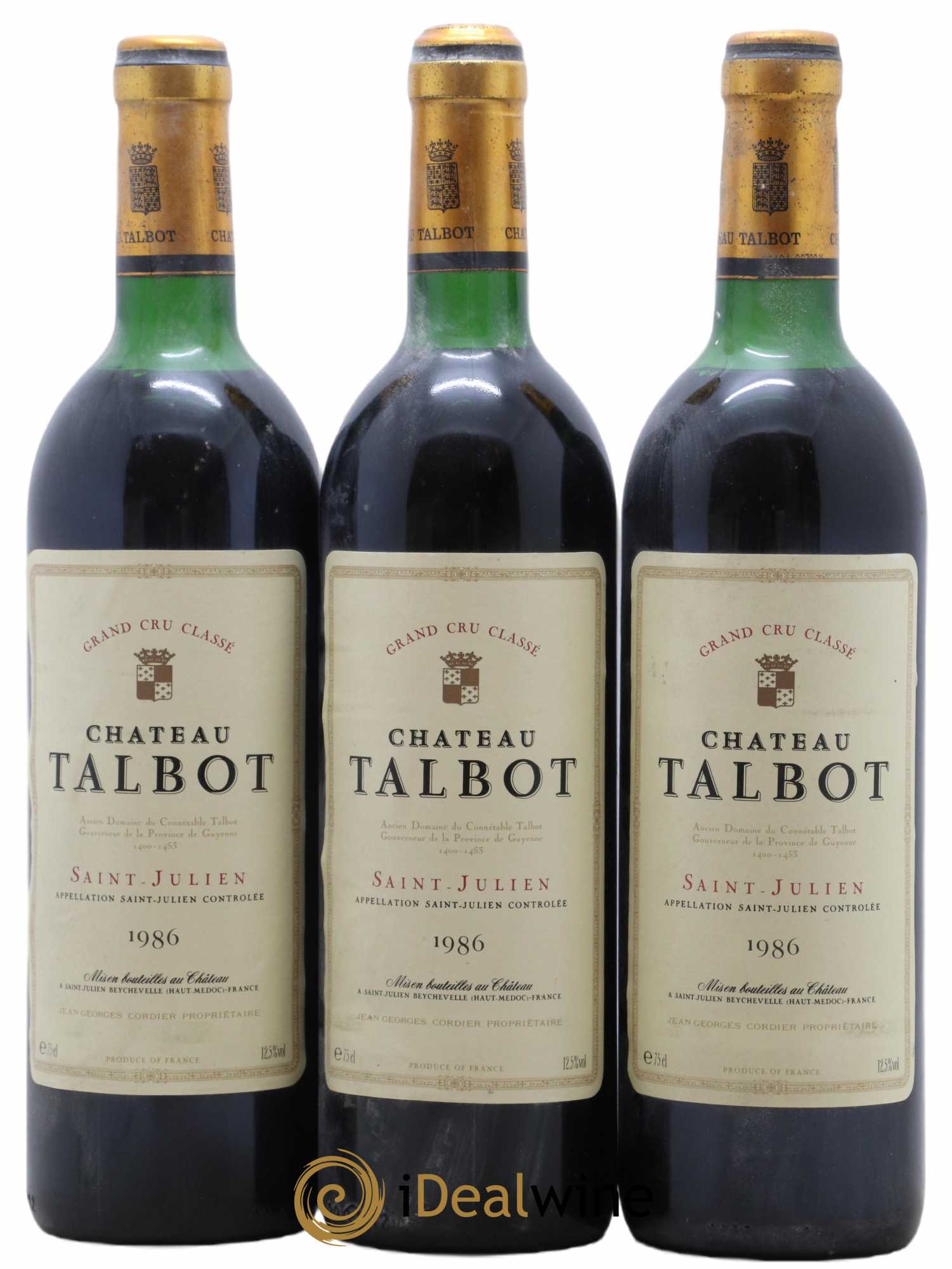 Château Talbot 4ème Grand Cru Classé 1986 - Lot de 3 bouteilles - 0
