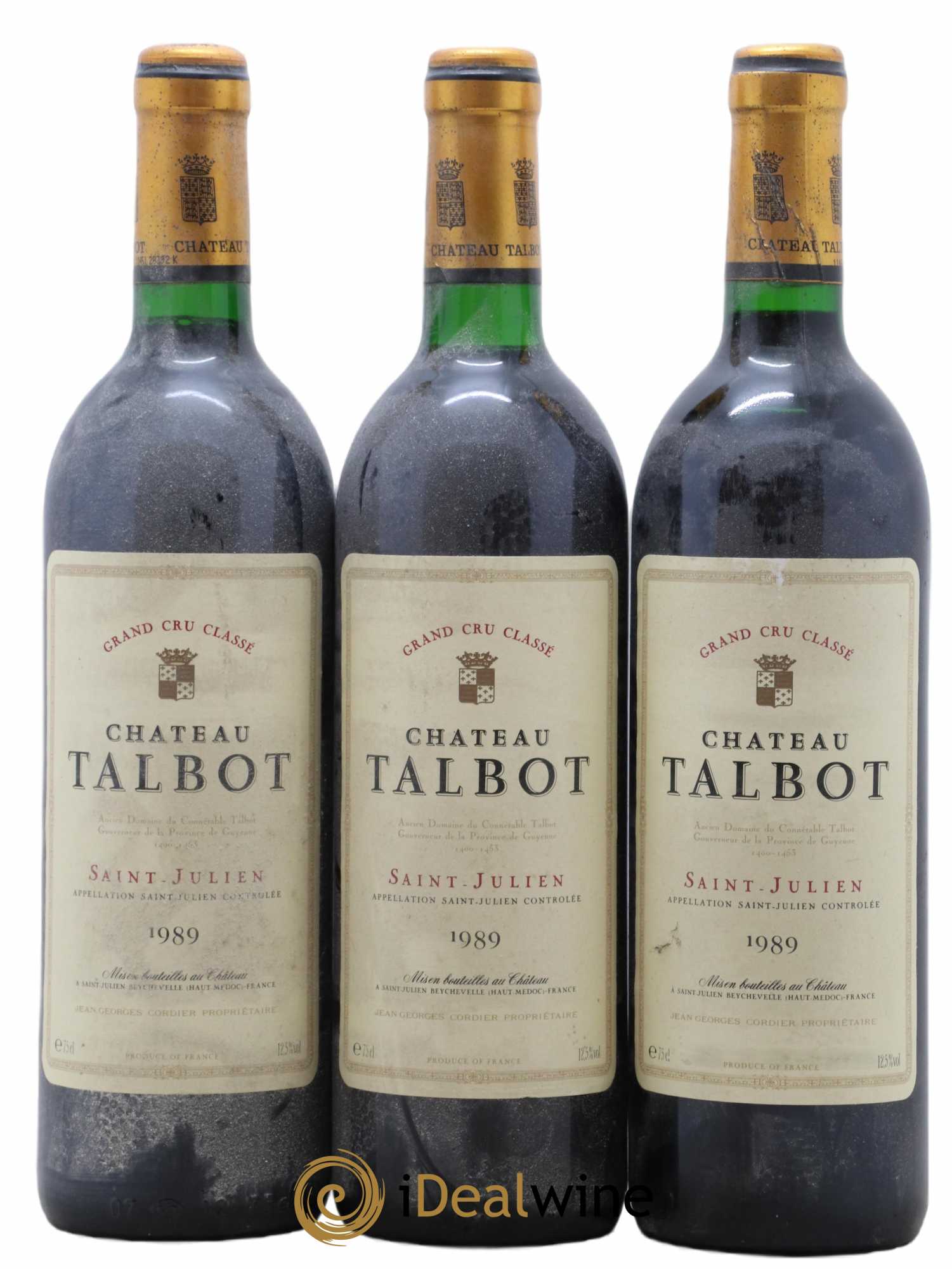 Château Talbot 4ème Grand Cru Classé 1989 - Lot de 3 bouteilles - 0