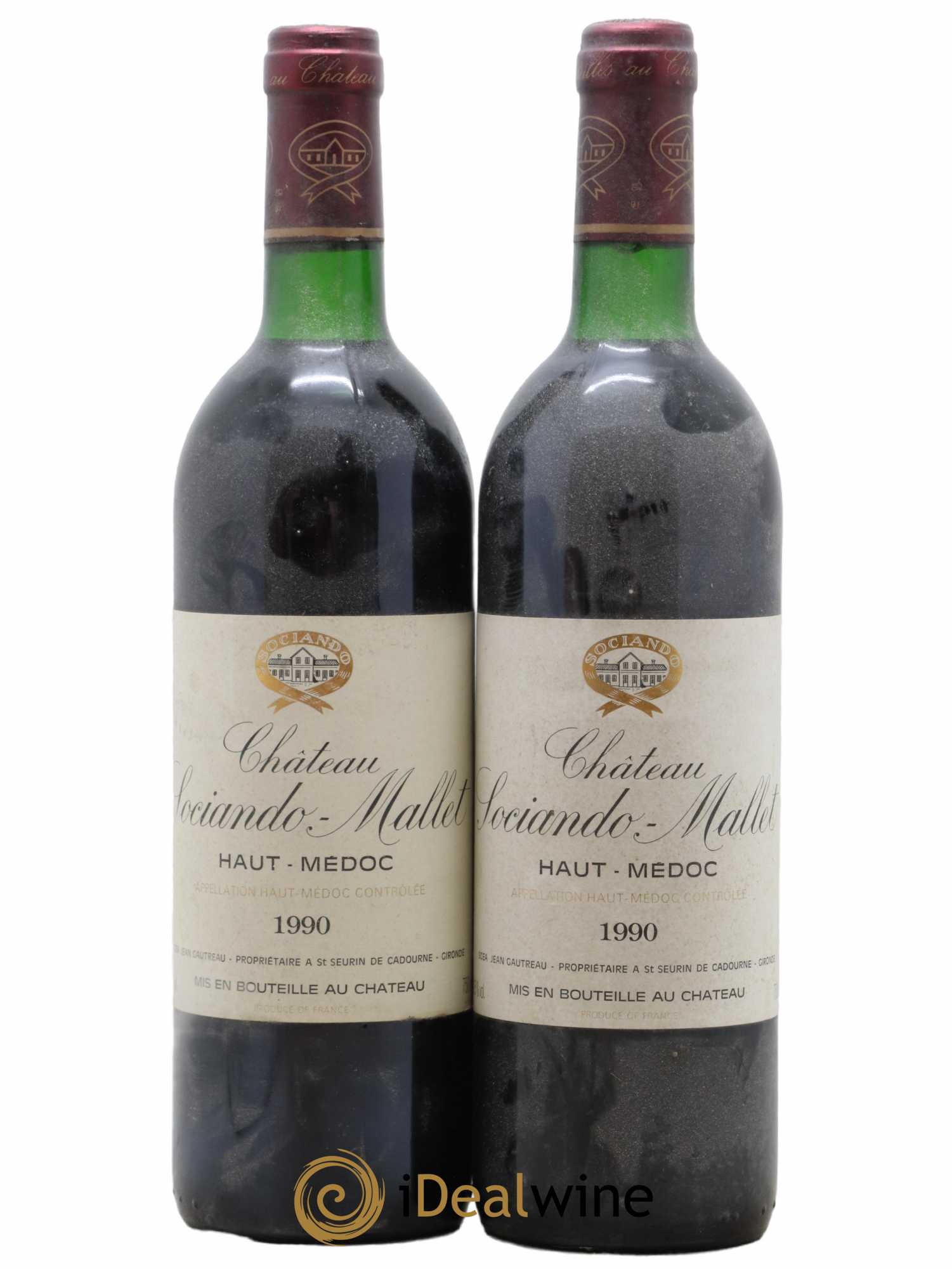 Château Sociando Mallet 1990 - Lot de 2 bouteilles - 0