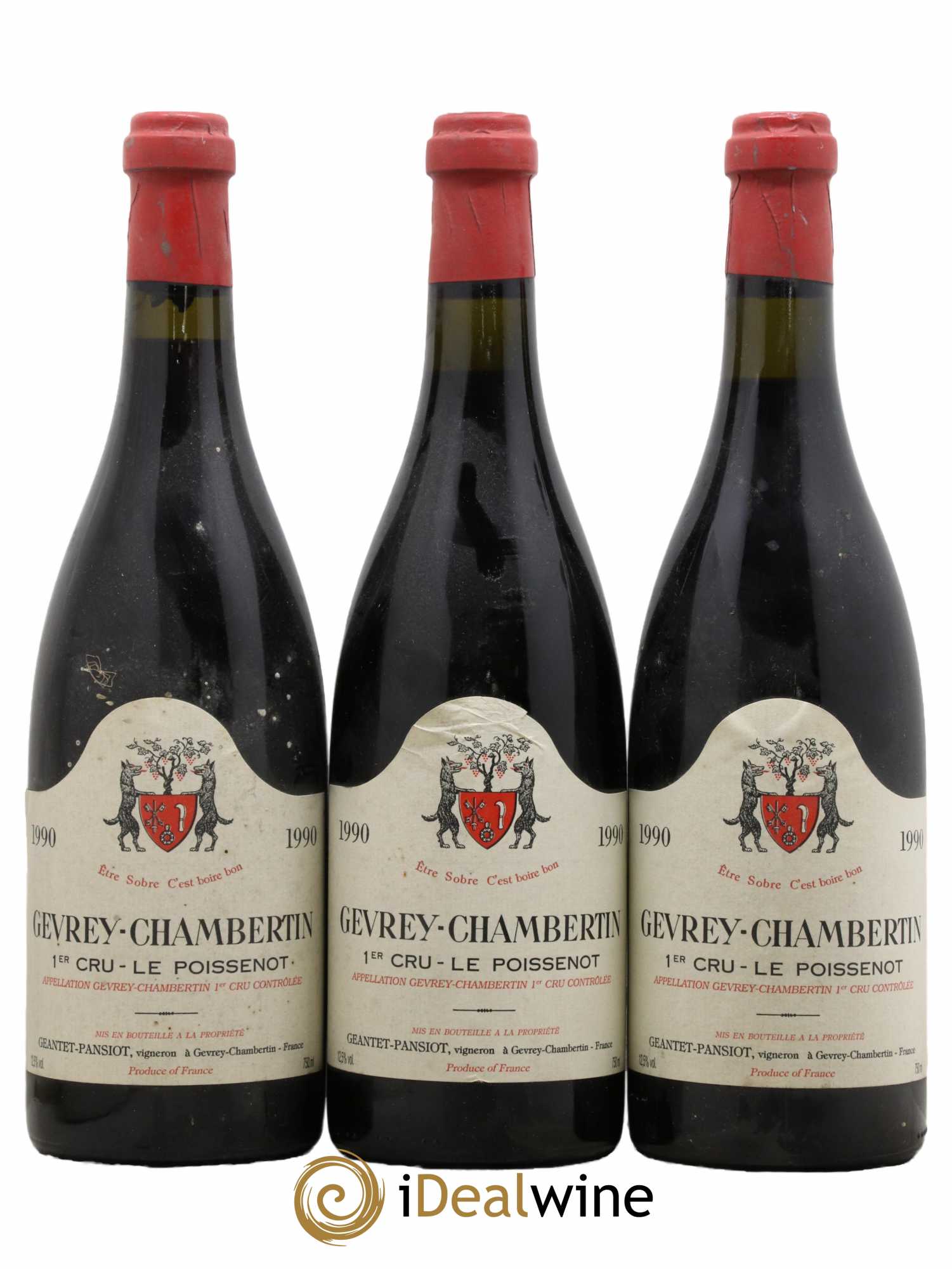 Gevrey-Chambertin 1er Cru Le Poissenot Geantet-Pansiot 1990 - Lot de 3 bouteilles - 0