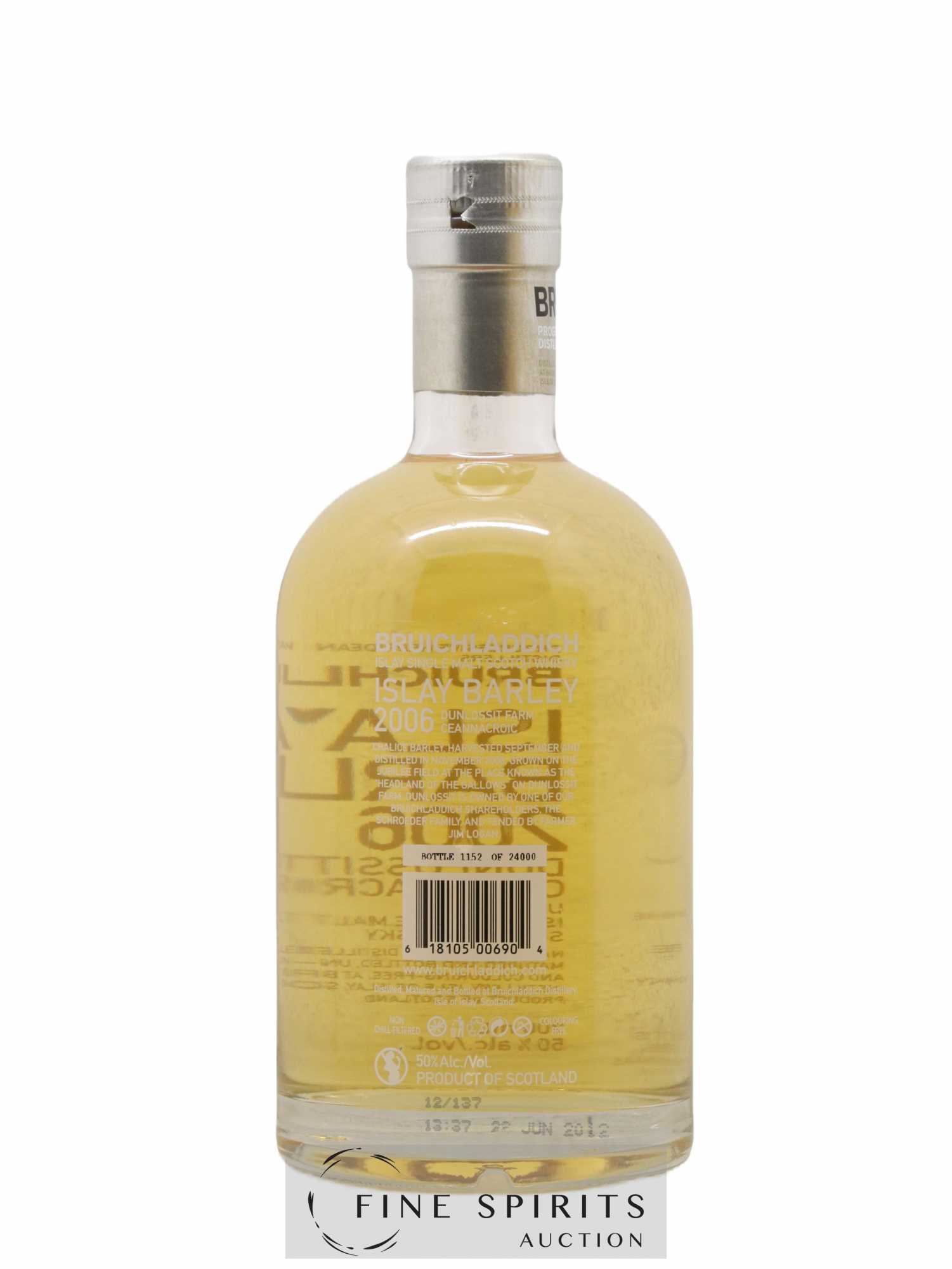 Bruichladdich 2006 Of. Islay Barley Dunlossit Farm One of 24000 - Lot de 1 bouteille - 2