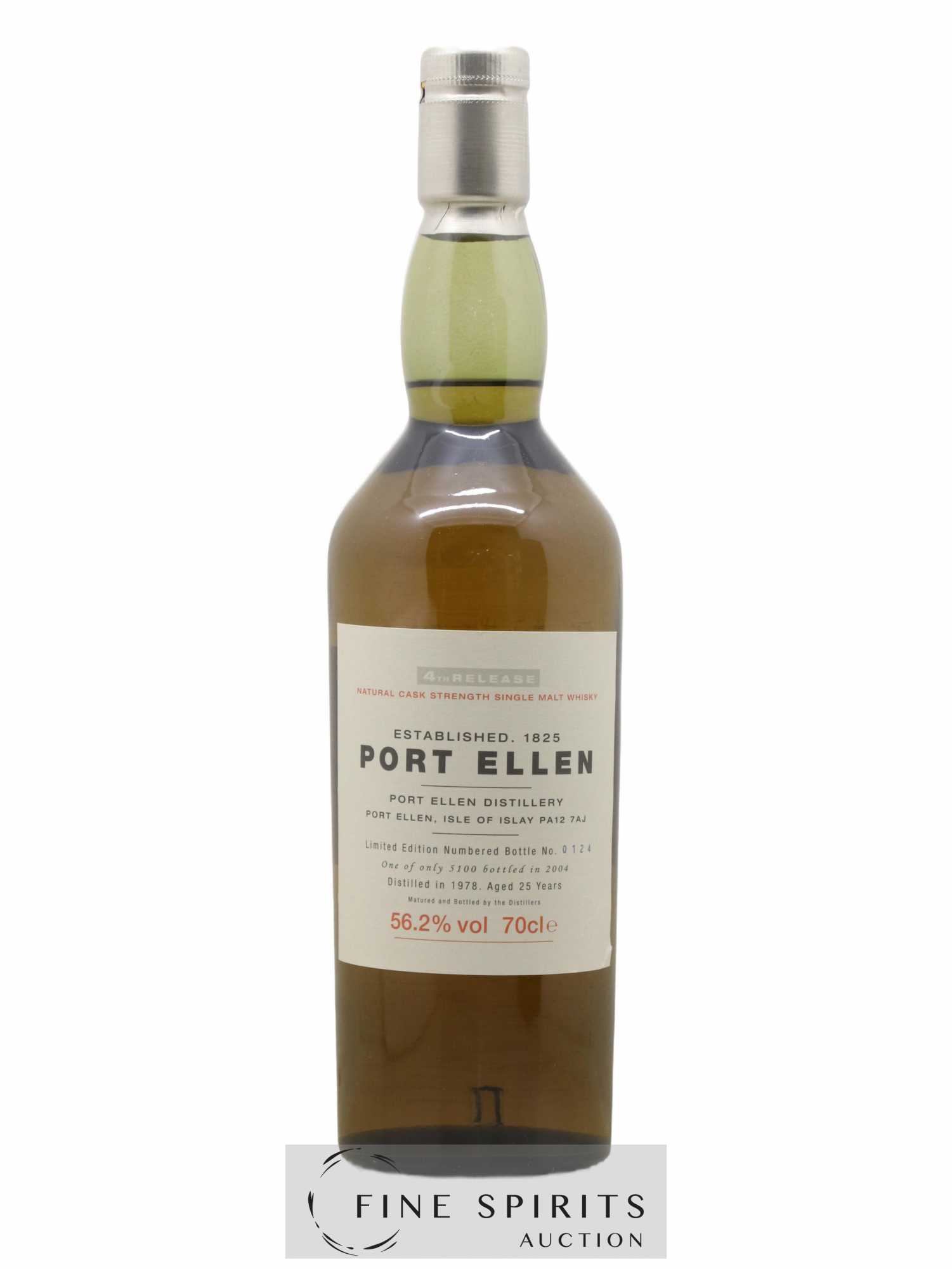 Port Ellen 25 years 1978 Of. 4th Release Natural Cask Strength - One of 5100 - bottled in 2004 Limited Edi - Lot of 1 bottle - 1