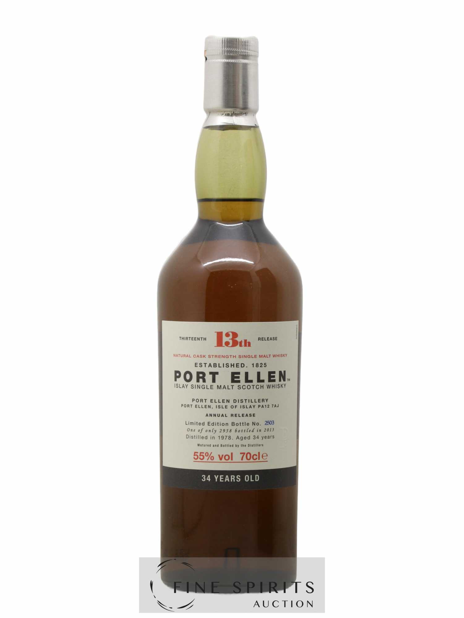 Port Ellen 34 years 1978 Of. 13th Release Natural Cask Strength - One of 2958 - bottled 2013 Limited Edition - Lot de 1 bouteille - 1
