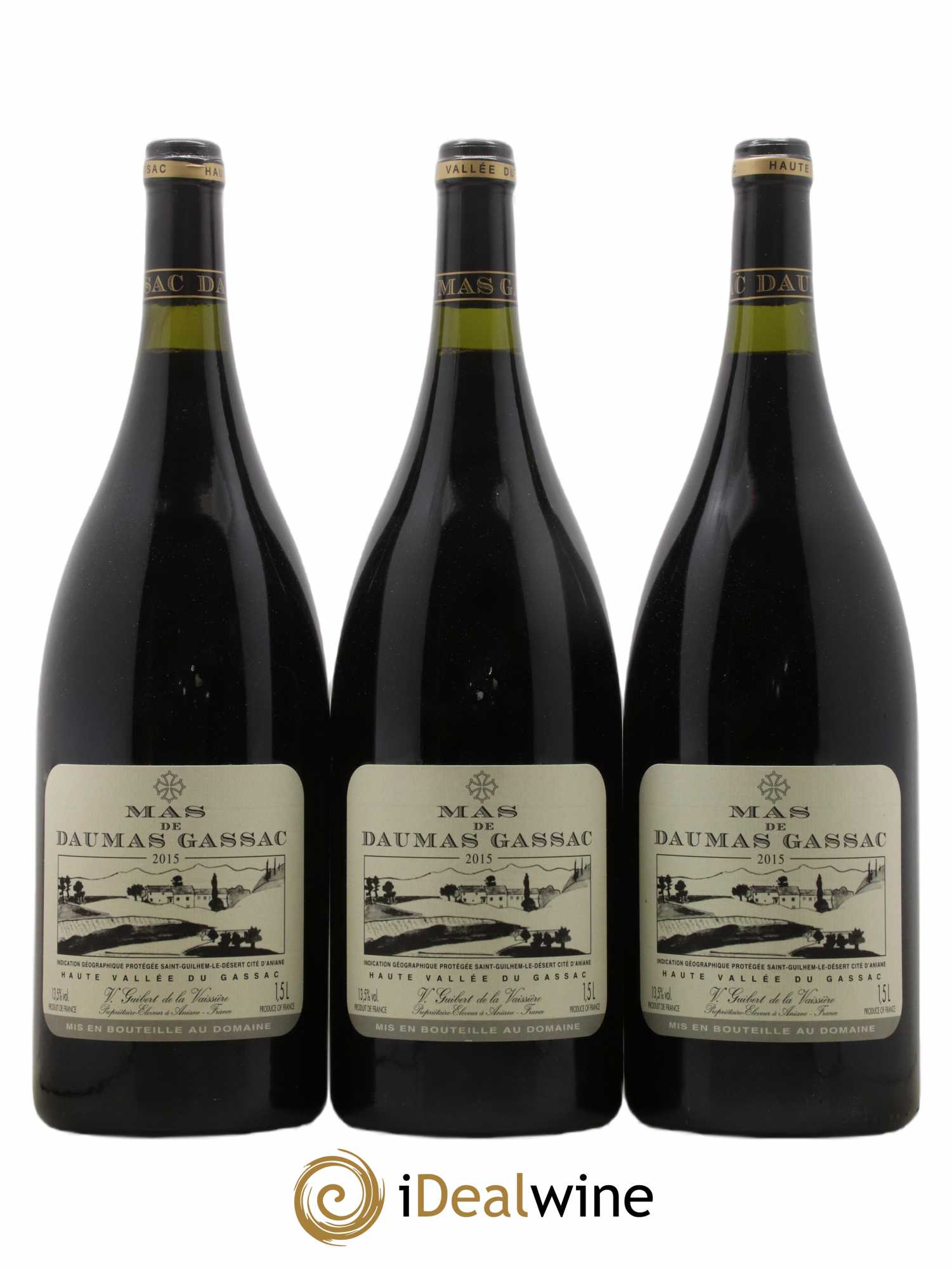 Saint-Guilhem-le-Désert - Cité d'Aniane Mas Daumas Gassac Famille Guibert de La Vaissière 2015 - Lot de 3 magnums - 0