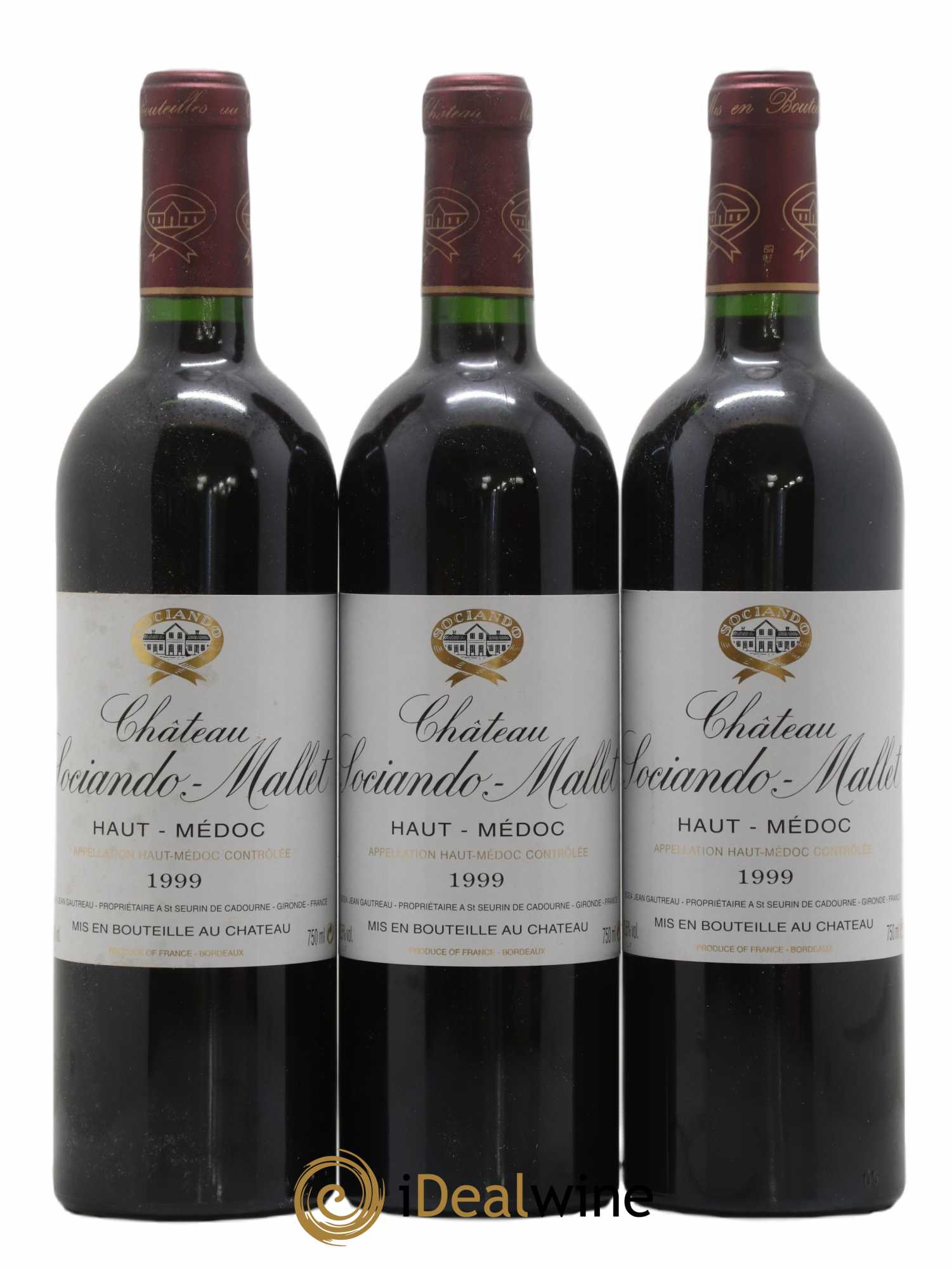 Château Sociando Mallet 1999 - Lot de 3 bouteilles - 0