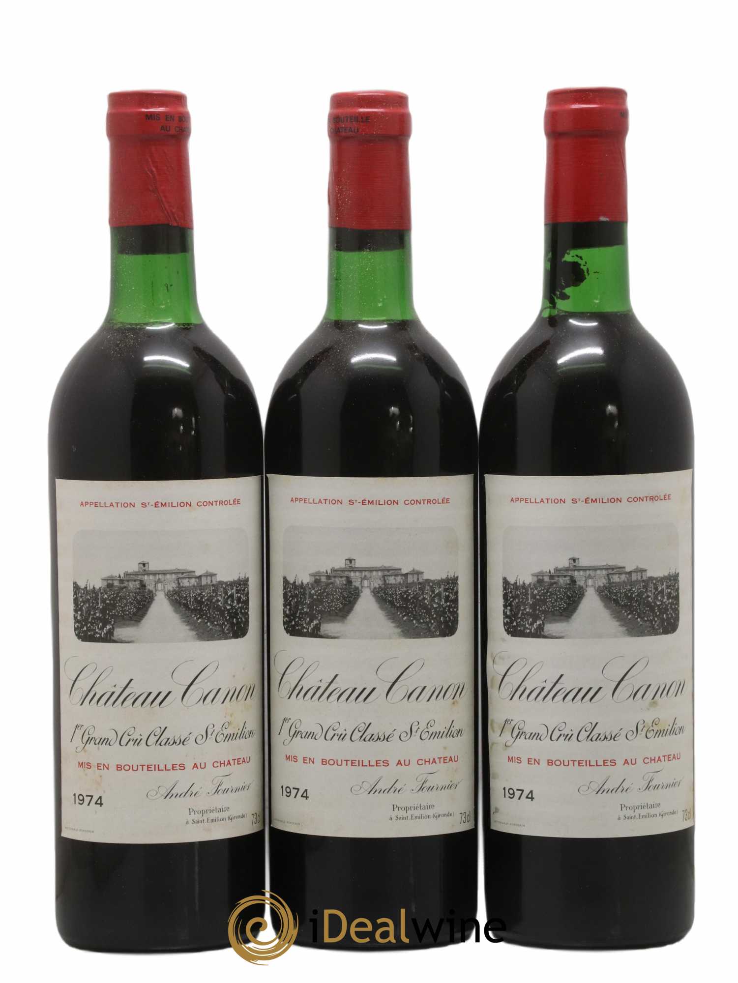 Château Canon 1er Grand Cru Classé B 1974 - Lot de 3 bouteilles - 0