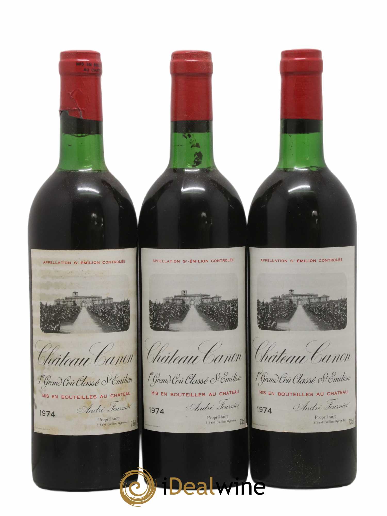 Château Canon 1er Grand Cru Classé B 1974 - Lot de 3 bouteilles - 0
