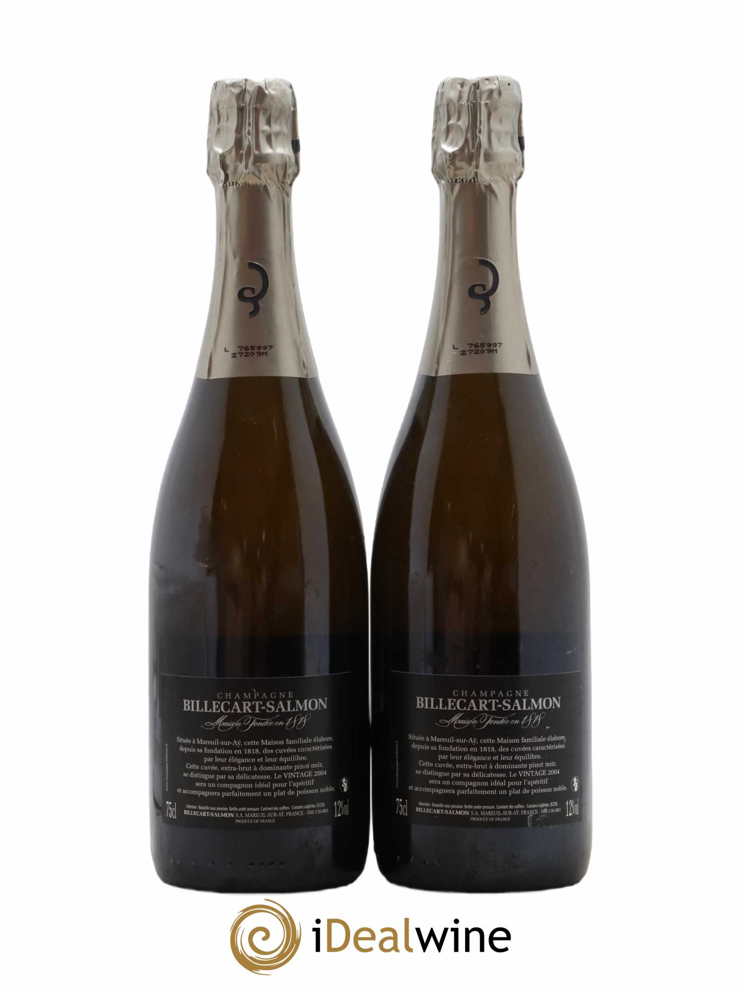 Vintage Billecart-Salmon 2004 - Lot de 2 bouteilles - 1
