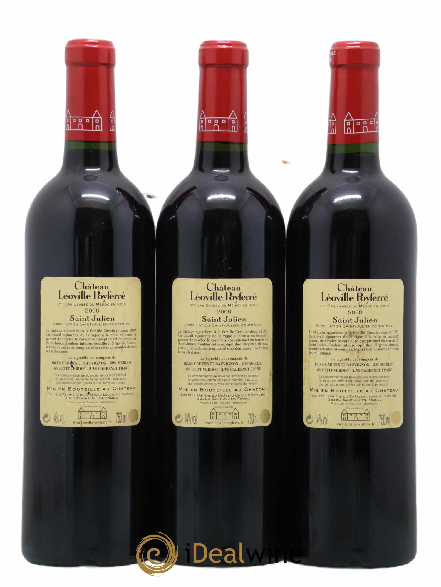 Château Léoville Poyferré 2ème Grand Cru Classé 2009 - Lot de 3 bouteilles - 1