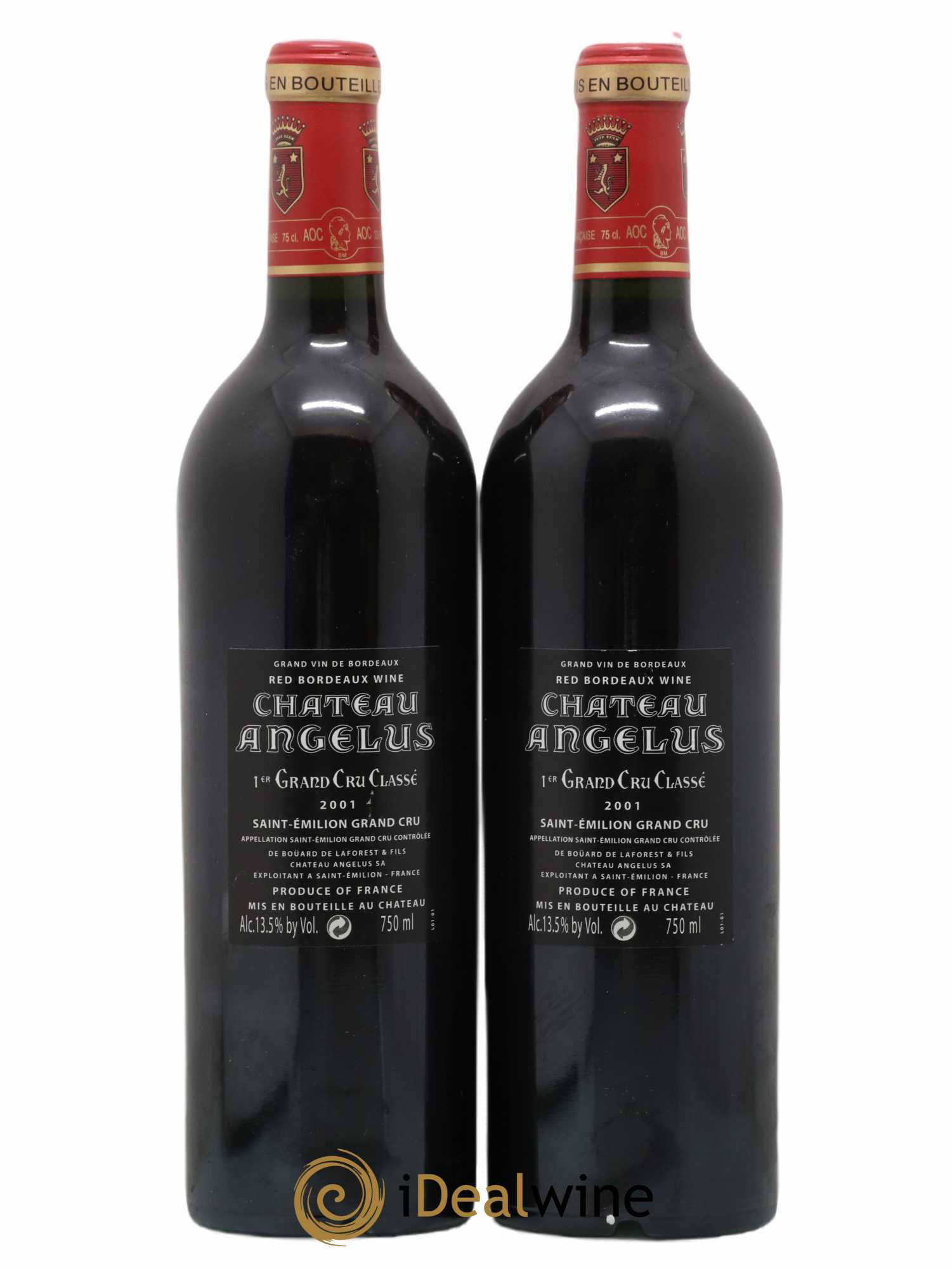 Château Angélus 1er Grand Cru Classé A  2001 - Posten von 2 Flaschen - 1