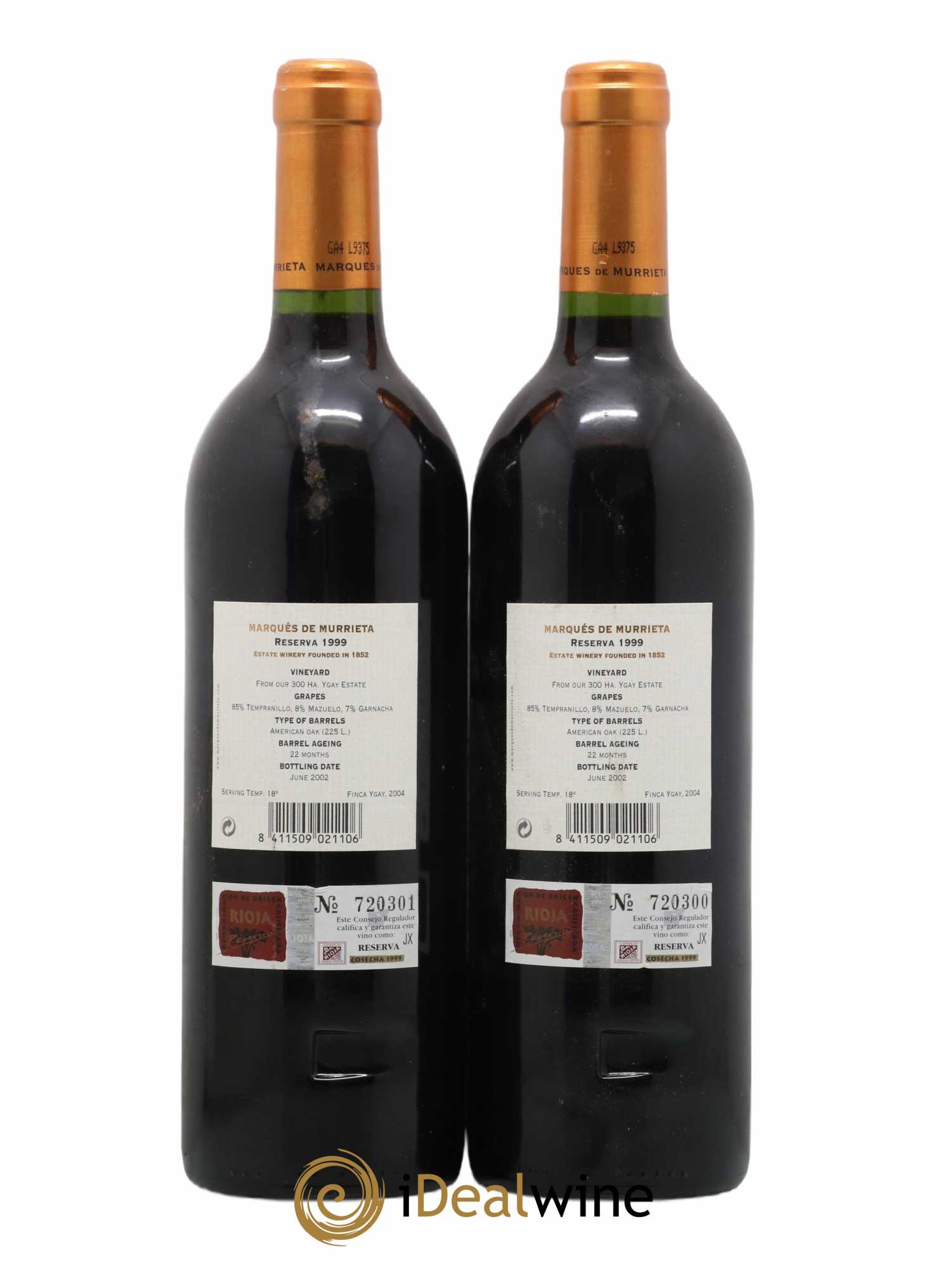 Rioja DOCA Reserva Ygay Marquès de Murrieta 1999 - Lot de 2 bouteilles - 1