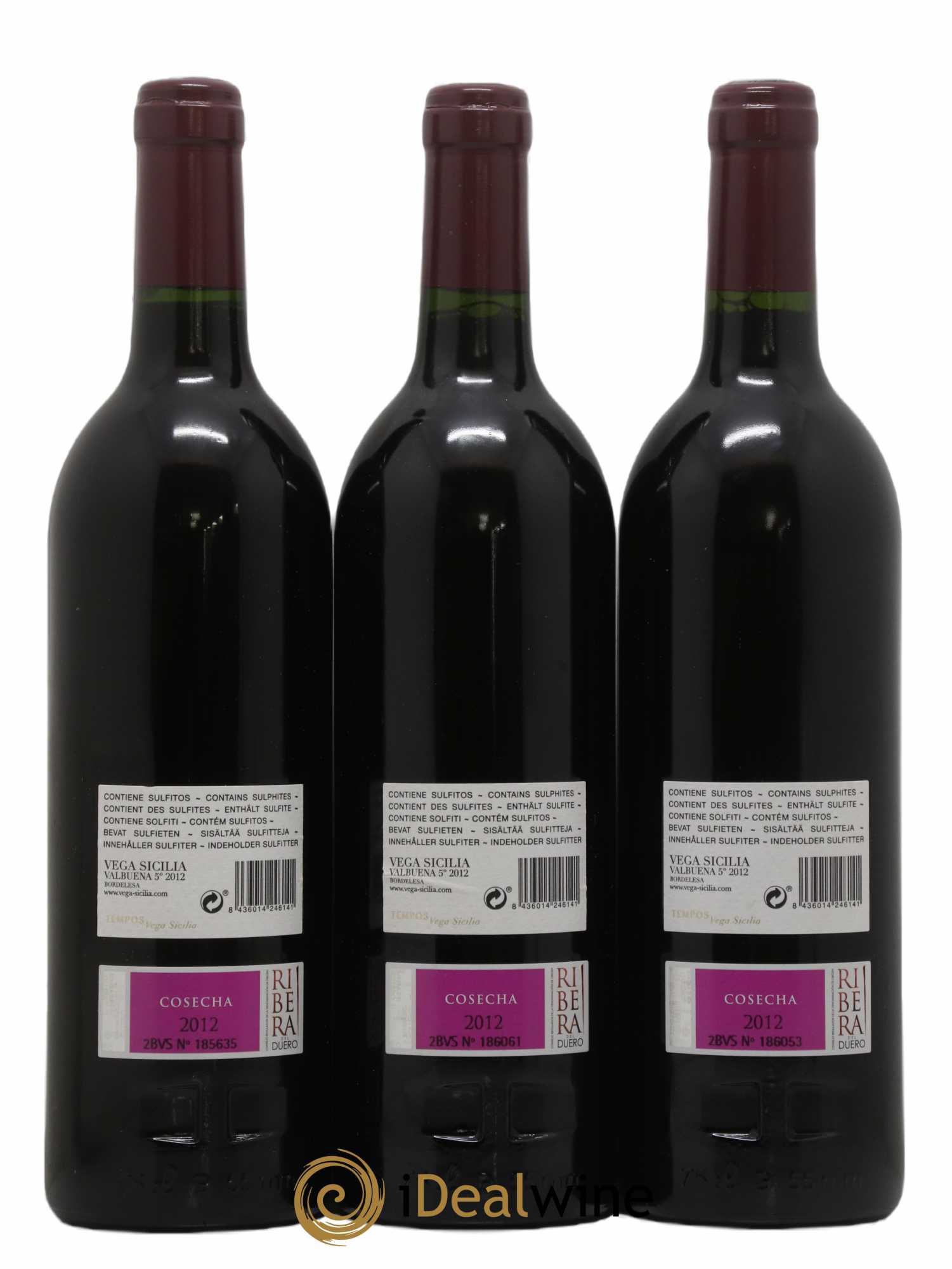 Ribera Del Duero DO Vega Sicilia Valbuena 5 ano Famille Alvarez 2012 - Lot de 3 bouteilles - 1