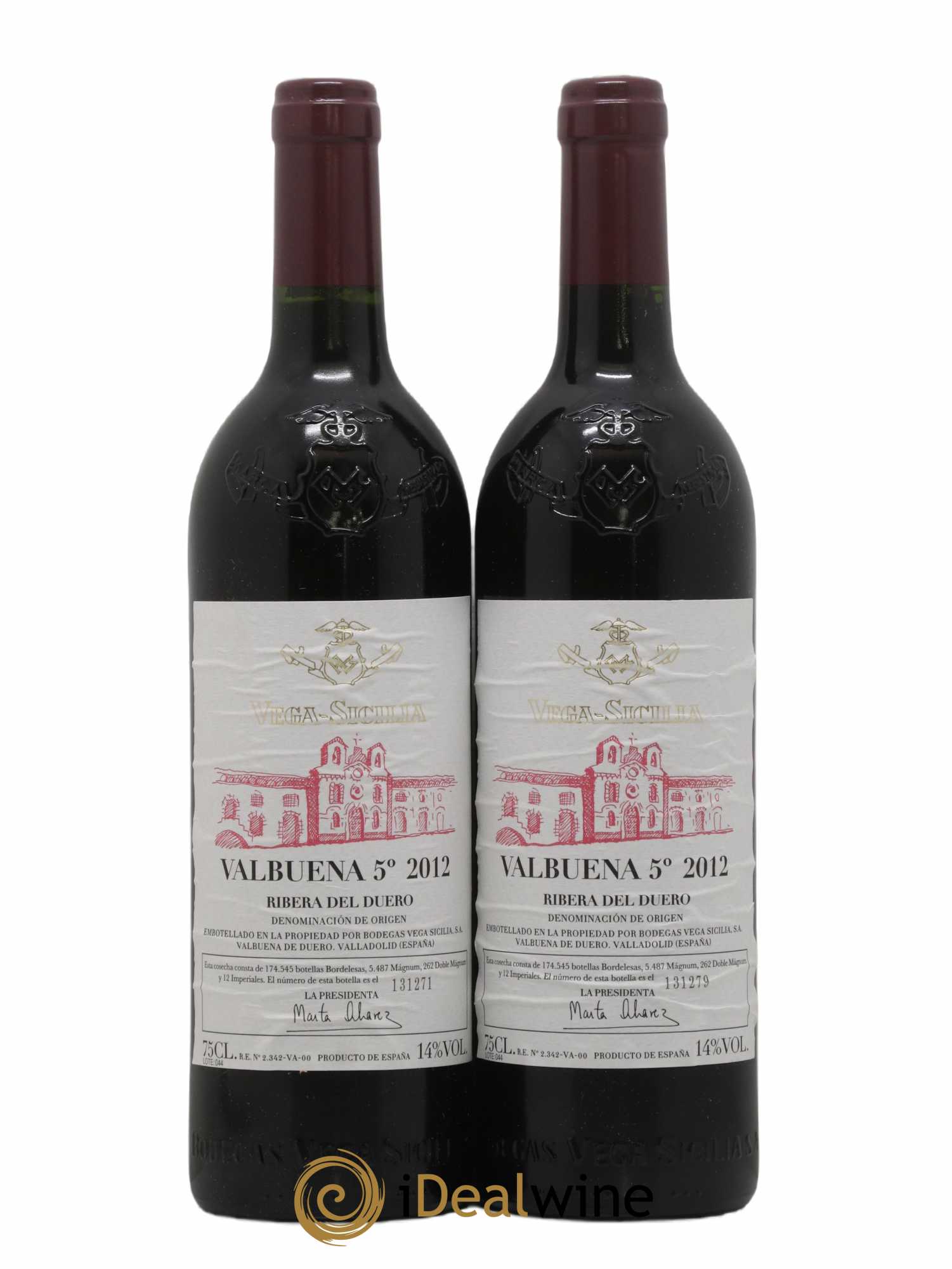 Ribera Del Duero DO Vega Sicilia Valbuena 5 ano Famille Alvarez 2012 - Lot de 2 bouteilles - 0