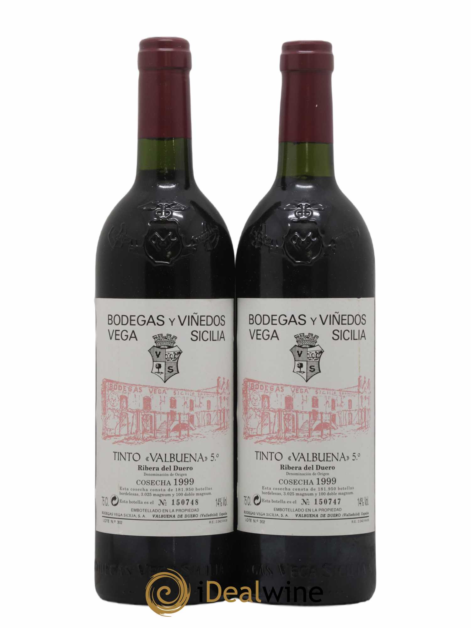 Ribera Del Duero DO Vega Sicilia Valbuena 5 ano Famille Alvarez 1999 - Lot de 2 bouteilles - 0