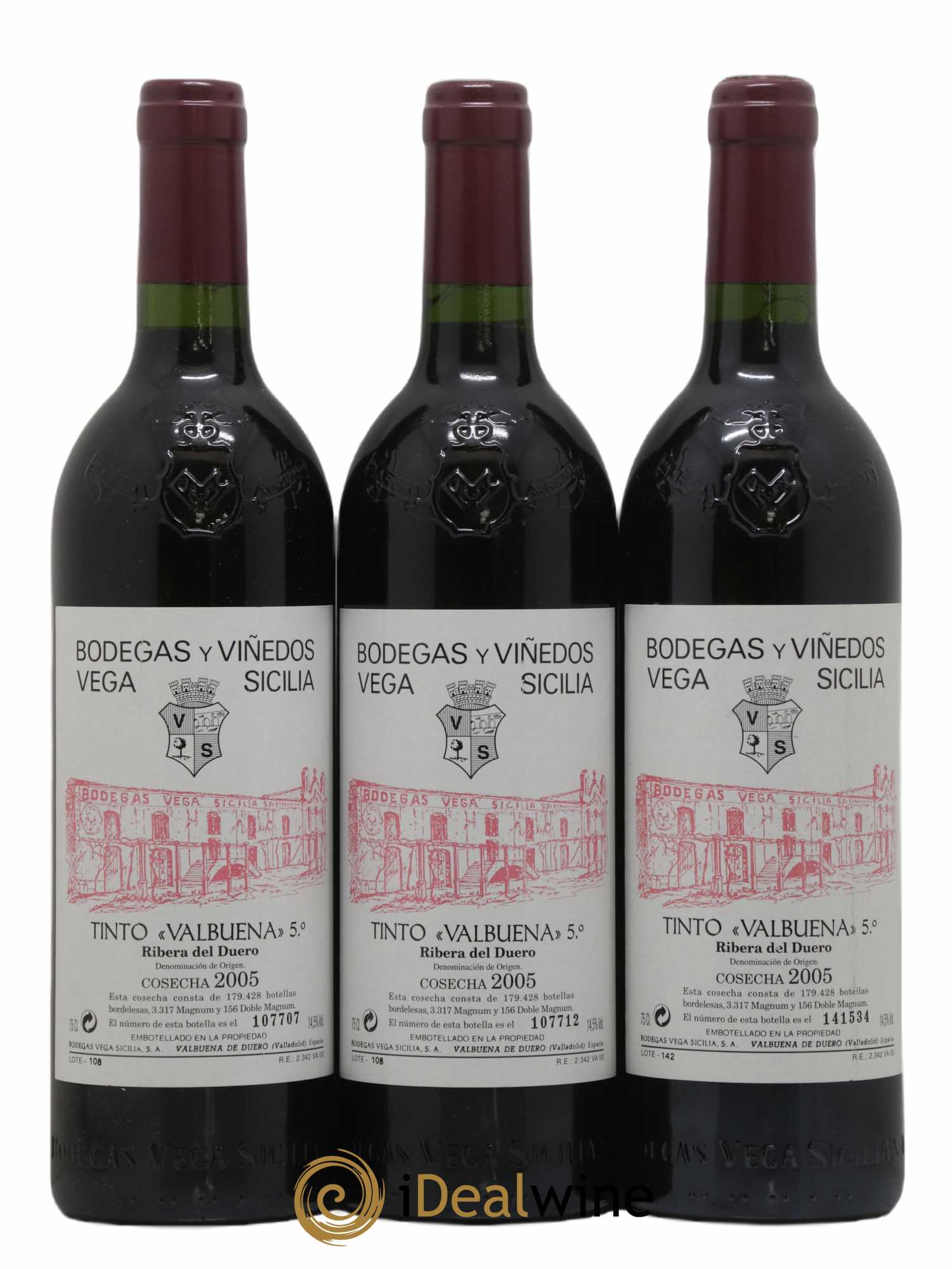 Ribera Del Duero DO Vega Sicilia Valbuena 5 ano Famille Alvarez 2005 - Lot of 3 bottles - 0