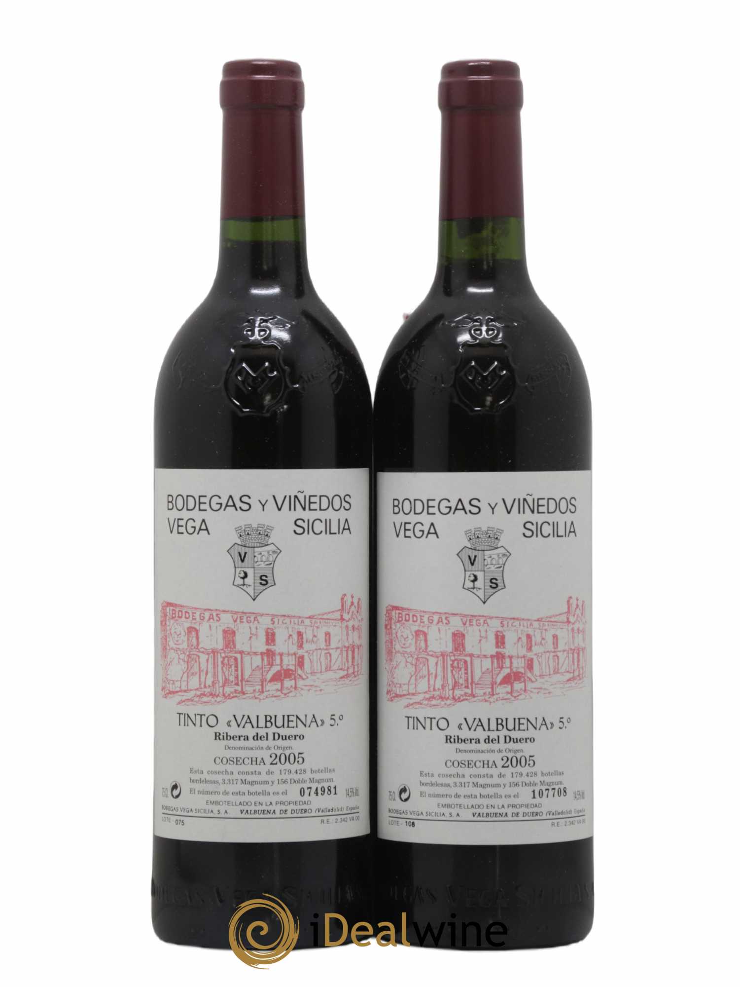Ribera Del Duero DO Vega Sicilia Valbuena 5 ano Famille Alvarez 2005 - Lot of 2 bottles - 0