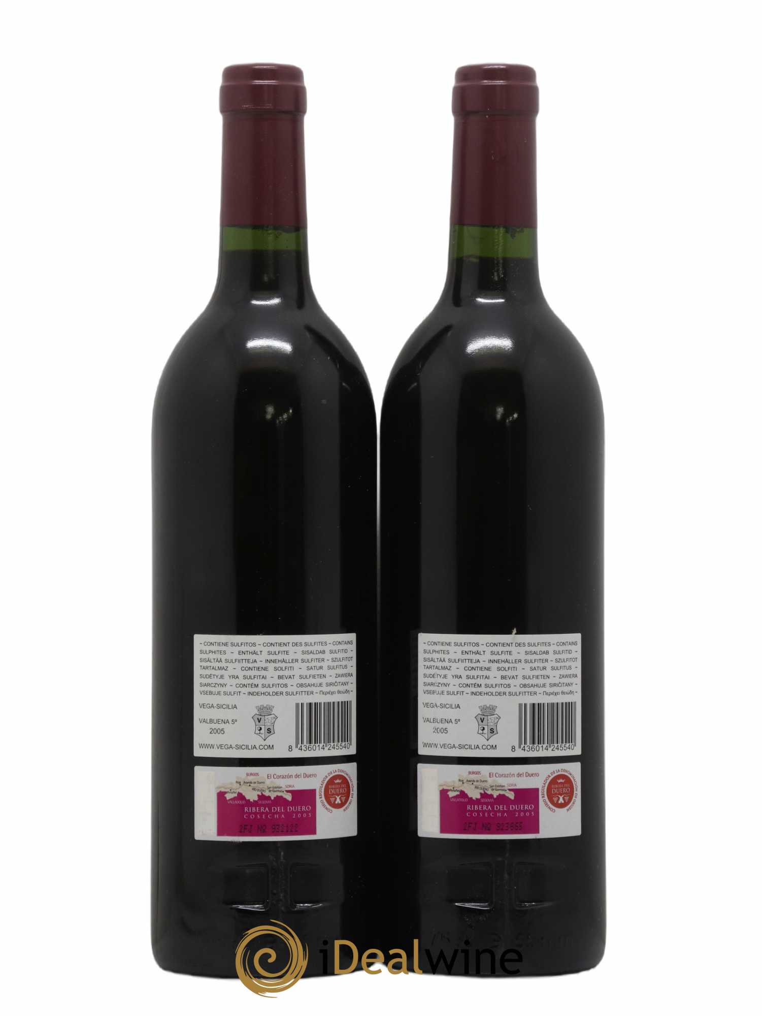 Ribera Del Duero DO Vega Sicilia Valbuena 5 ano Famille Alvarez 2005 - Lot of 2 bottles - 1