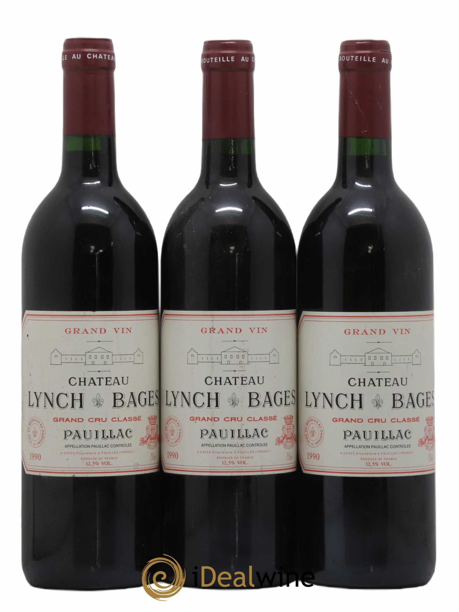 Château Lynch Bages 5ème Grand Cru Classé 1990 - Lot de 3 bouteilles - 0