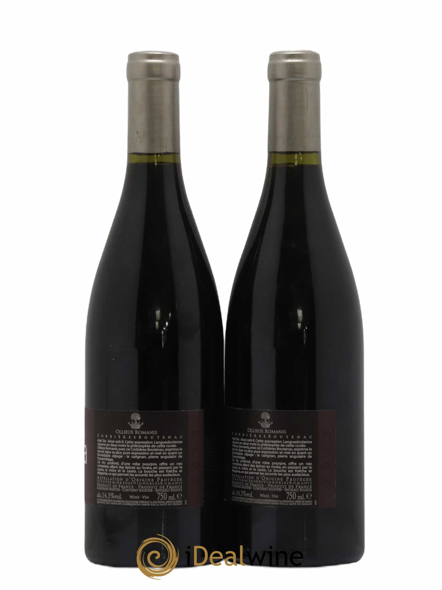 Corbières Boutenac Atal Sia Château Ollieux Romanis 2015 - Lot of 2 bottles - 1