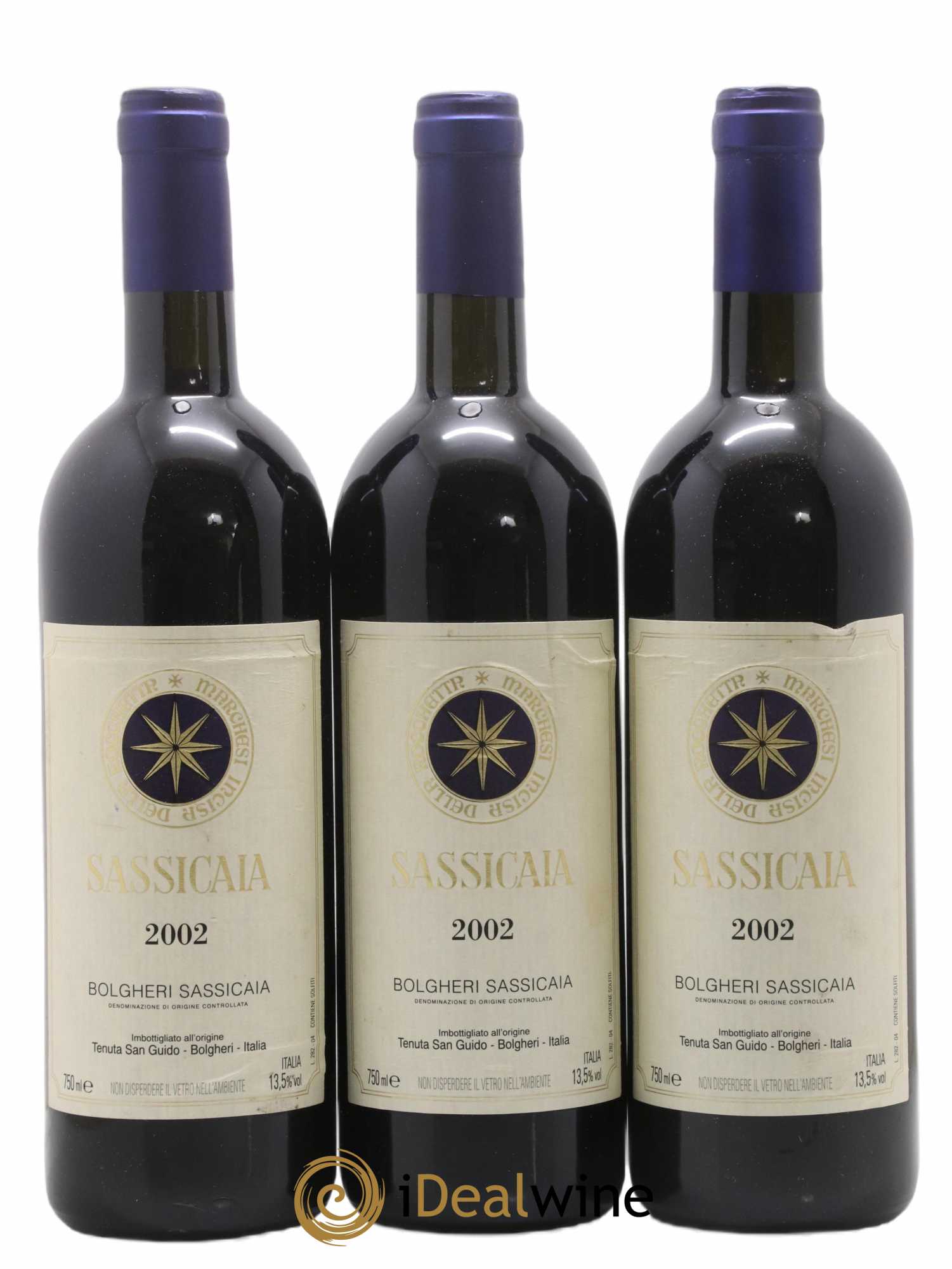 Bolgheri DOC Sassicaia Tenuta San Guido 2002 - Lot de 3 bouteilles - 0