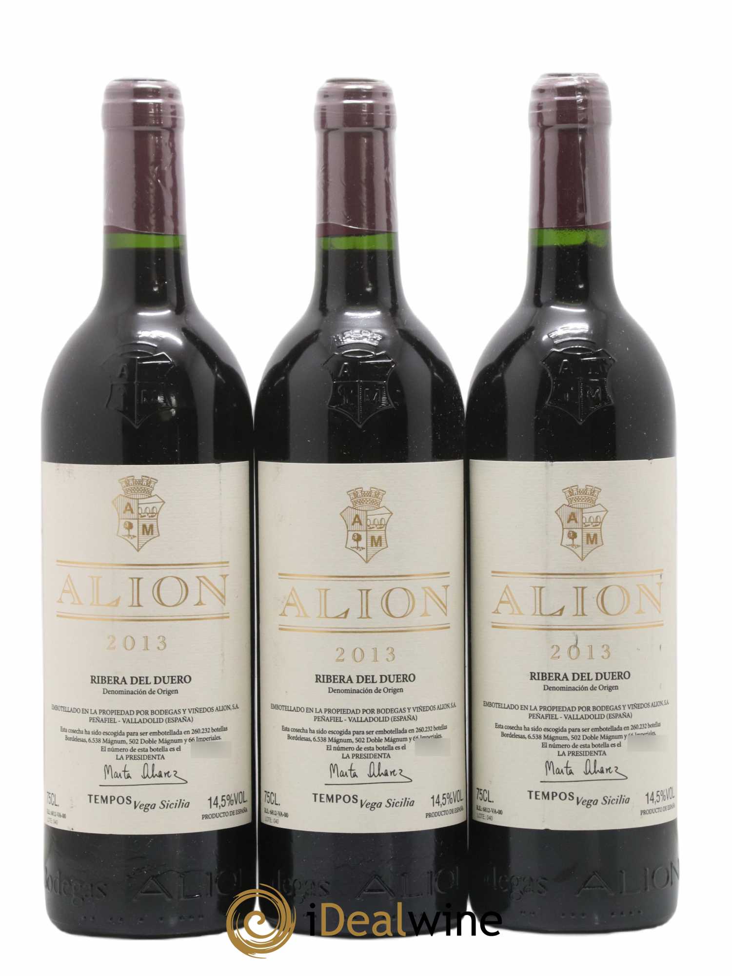 Ribera Del Duero DO Vega Sicilia Alion Famille Alvarez 2013 - Lot de 3 bouteilles - 0