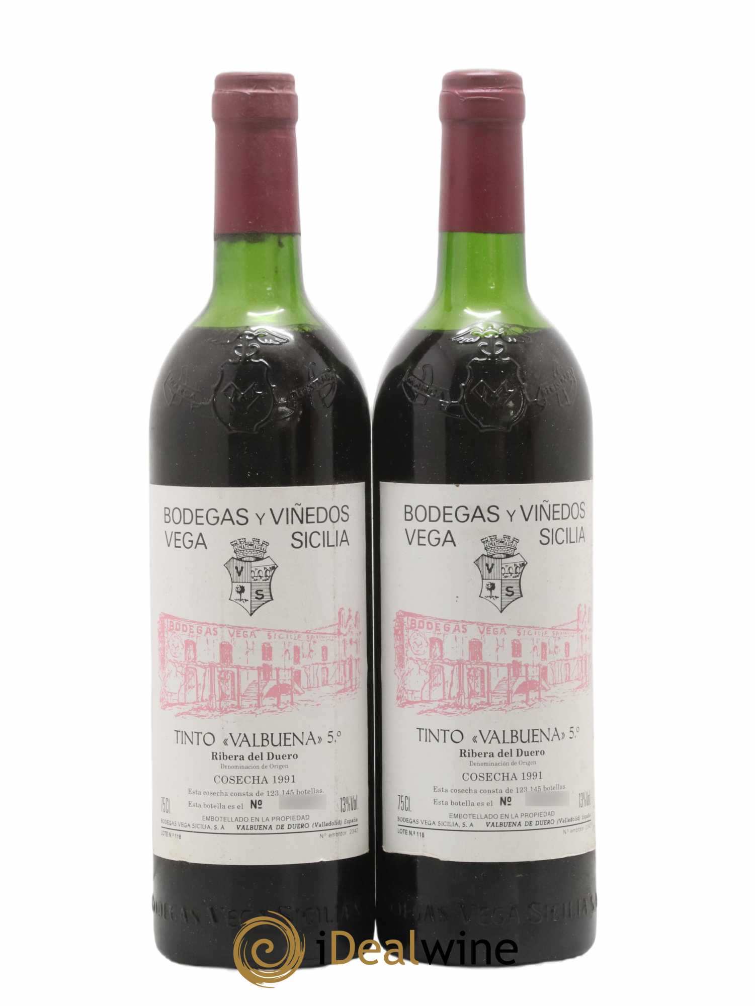 Ribera Del Duero DO Vega Sicilia Valbuena 5 ano Famille Alvarez 1991 - Lot de 2 bouteilles - 0