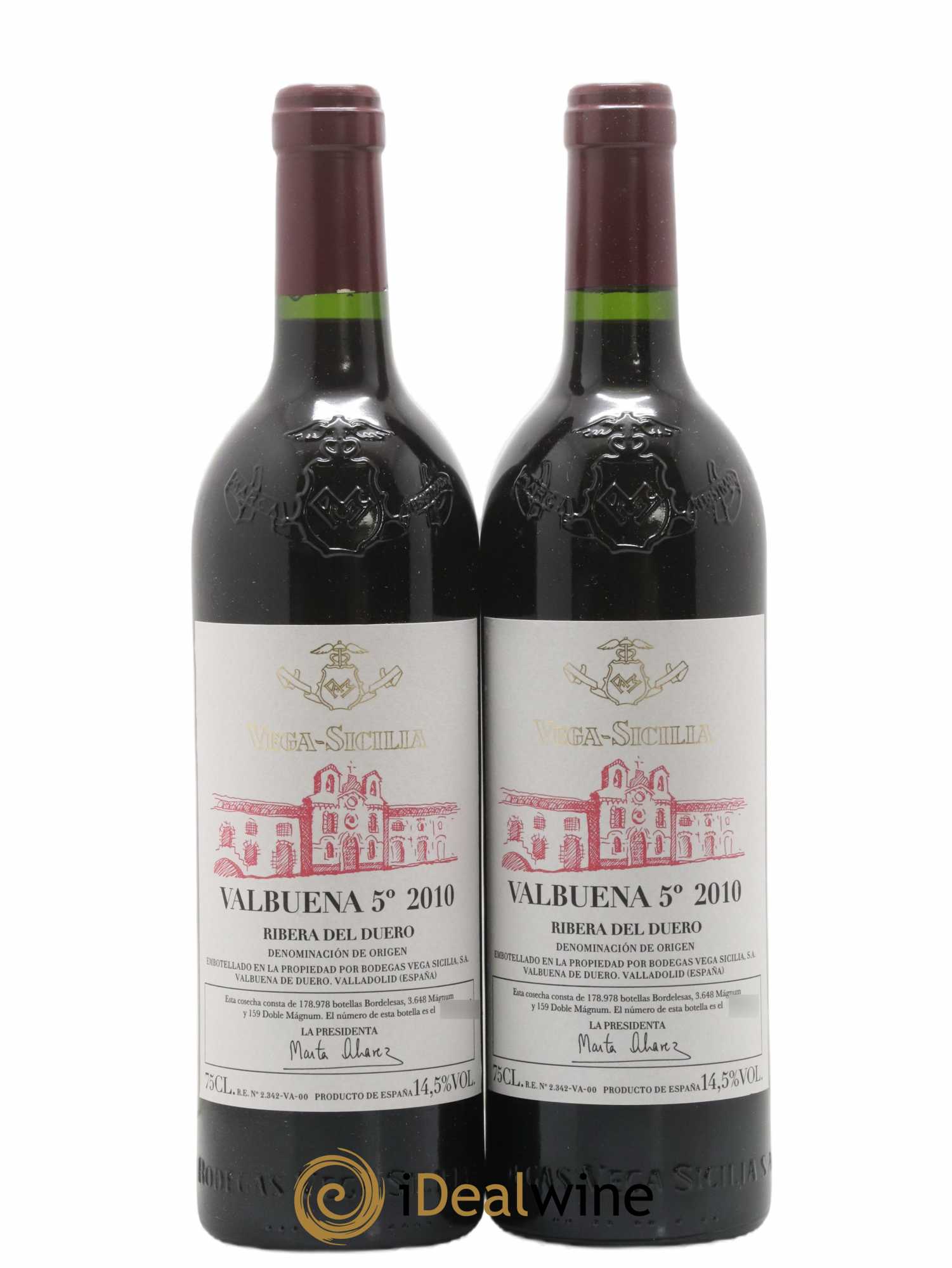 Ribera Del Duero DO Vega Sicilia Valbuena 5 ano Famille Alvarez 2010 - Lot de 2 bouteilles - 0