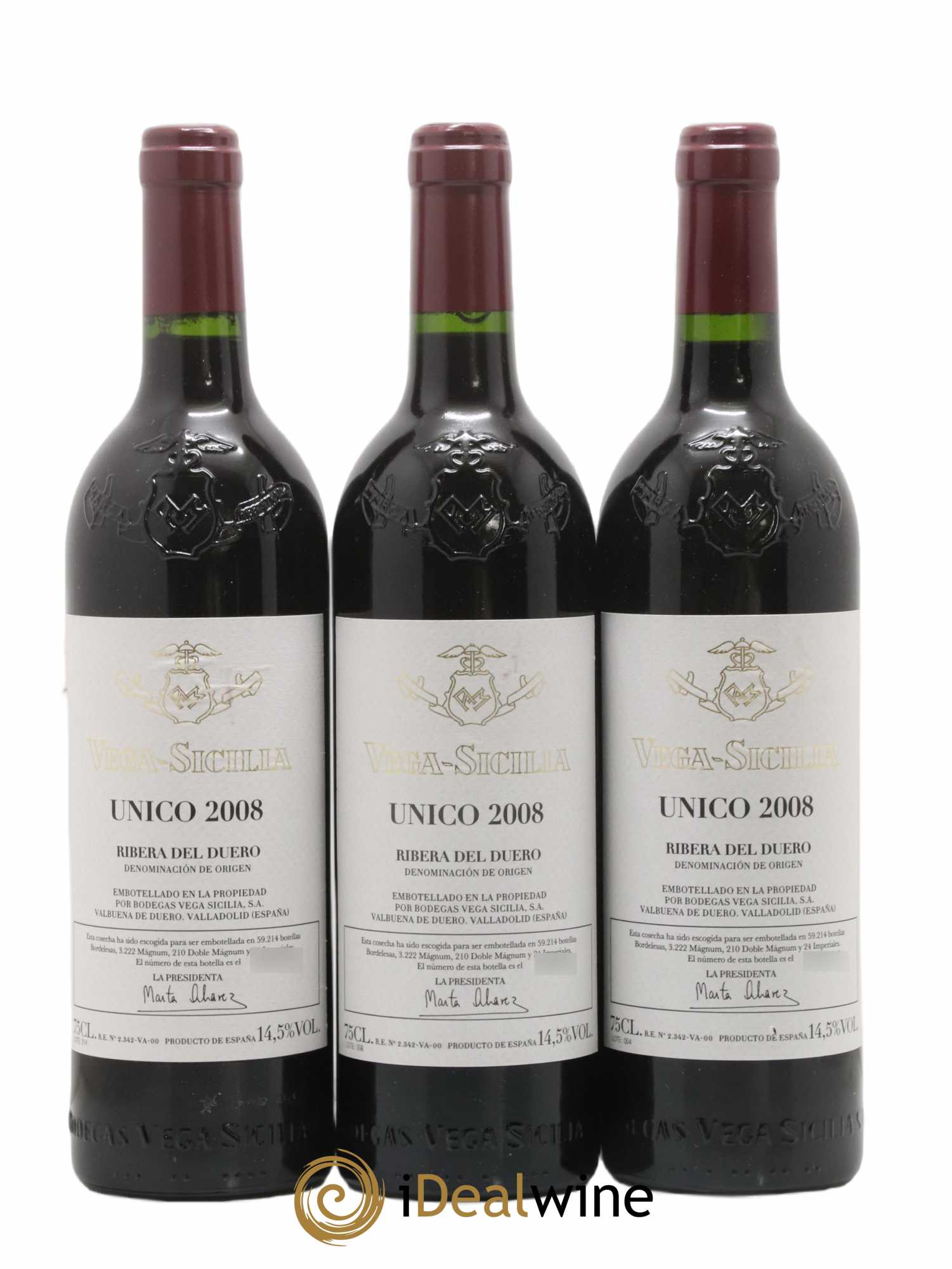 Ribera Del Duero DO Vega Sicilia Unico Famille Alvarez 2008 - Lot de 3 bouteilles - 0