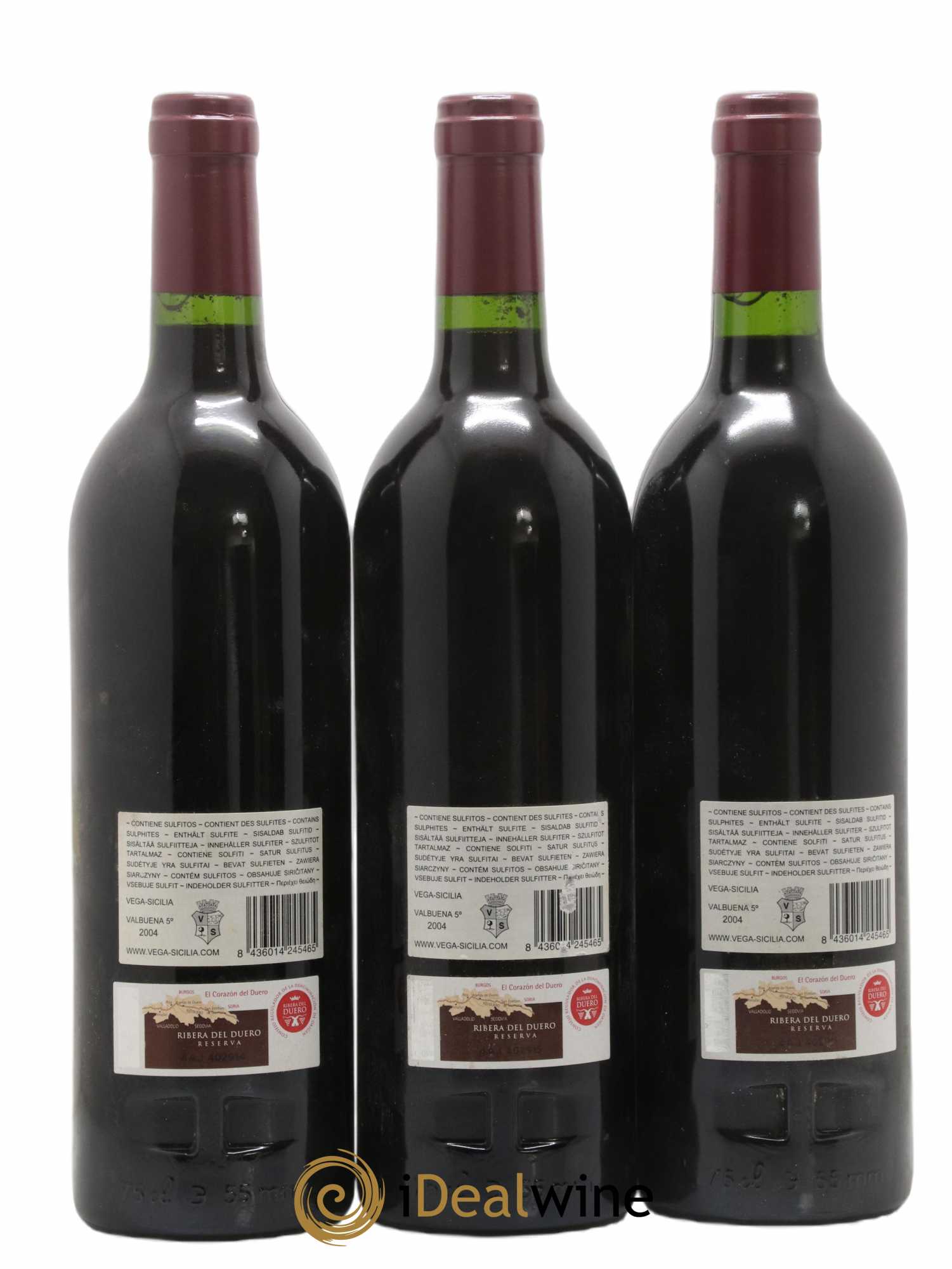 Ribera Del Duero DO Vega Sicilia Valbuena 5 ano Famille Alvarez 2004 - Lot of 3 bottles - 1