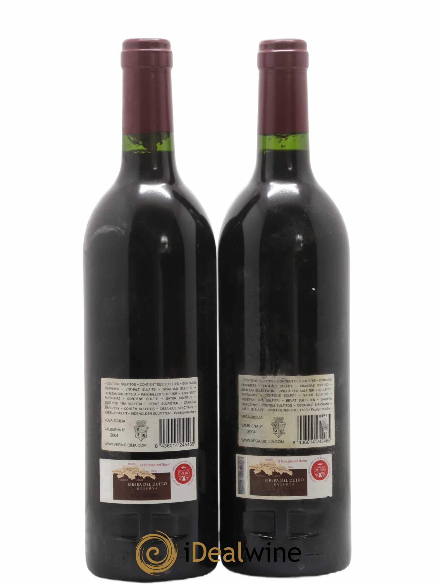 Ribera Del Duero DO Vega Sicilia Valbuena 5 ano Famille Alvarez 2004 - Lot of 2 bottles - 1
