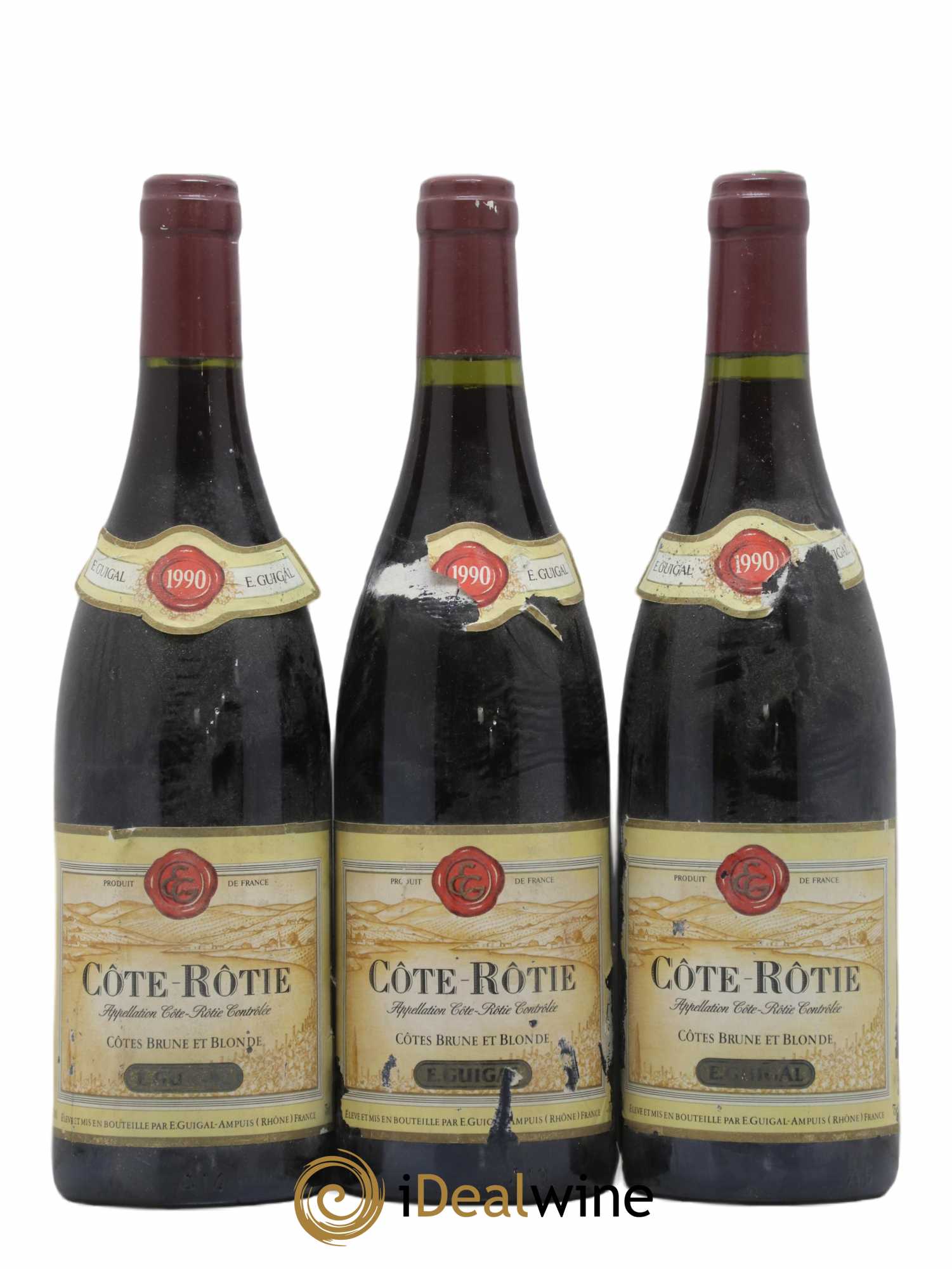 Côte-Rôtie Côtes Brune et Blonde Guigal 1990 - Lot de 3 bouteilles - 0