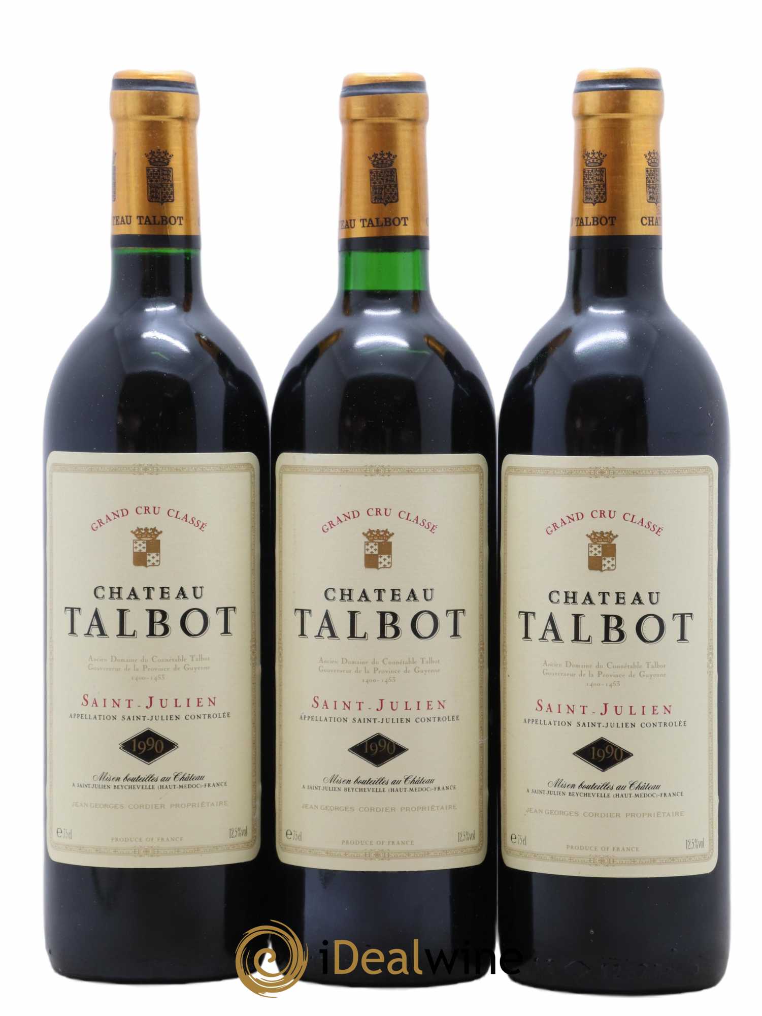 Château Talbot 4ème Grand Cru Classé 1990 - Lot of 3 bottles - 0