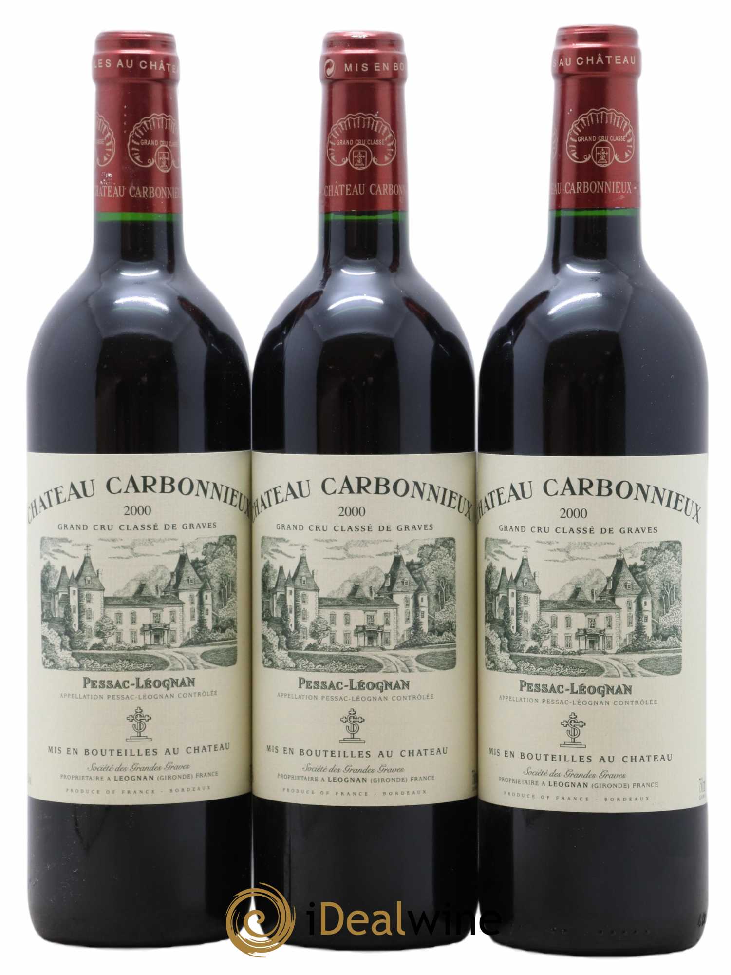 Château Carbonnieux Cru Classé de Graves 2000 - Lot de 3 bouteilles - 0