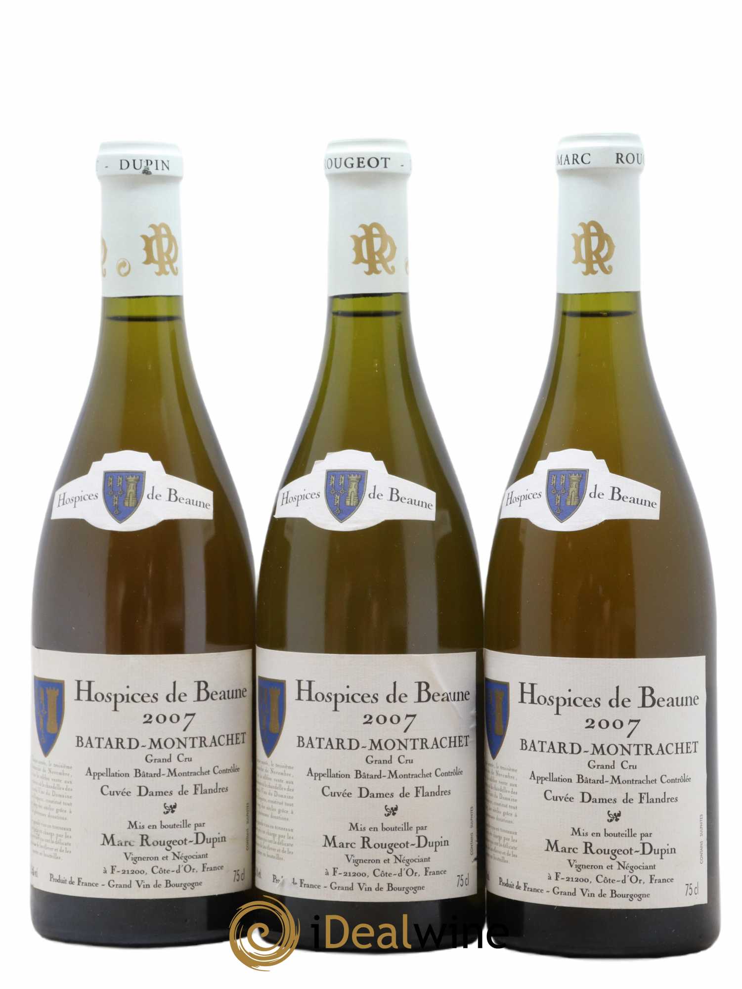 Bâtard-Montrachet Grand Cru Cuvée Dames De Flandres Hospices de Beaune Marc Rougeot Dupin 2007 - Lot de 3 bouteilles - 0